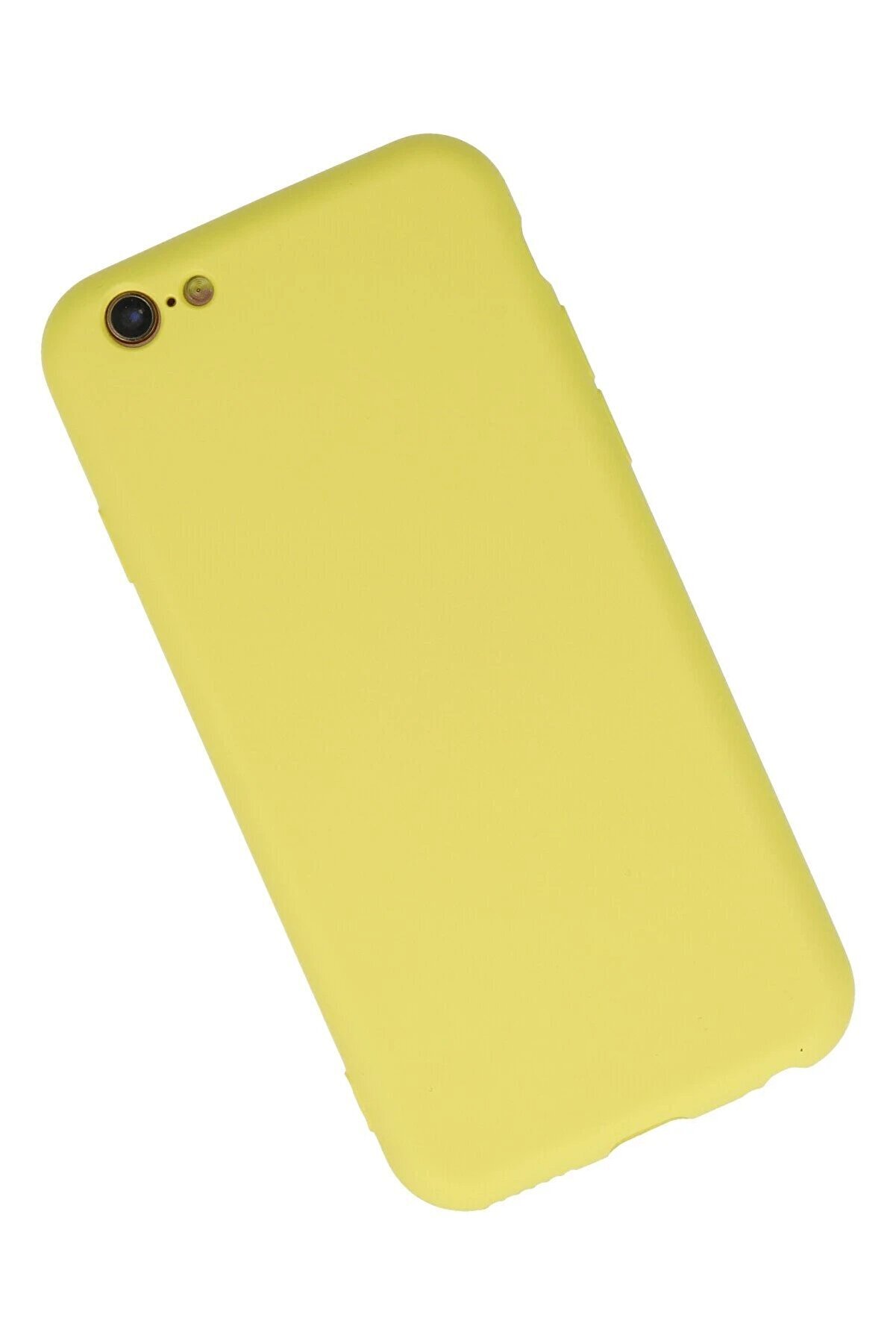 İphone 6 Plus Kılıf Nano İçi̇ Kadi̇fe Si̇li̇kon - Sarı - Dropx9048-9100