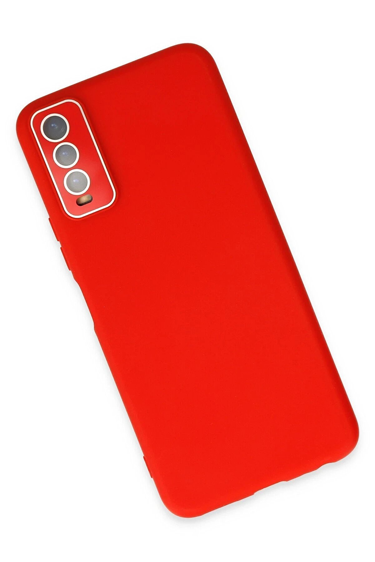 Vi̇vo Y11S Kılıf Lansman Glass Kapak - Kırmızı - Dropx7409-5449