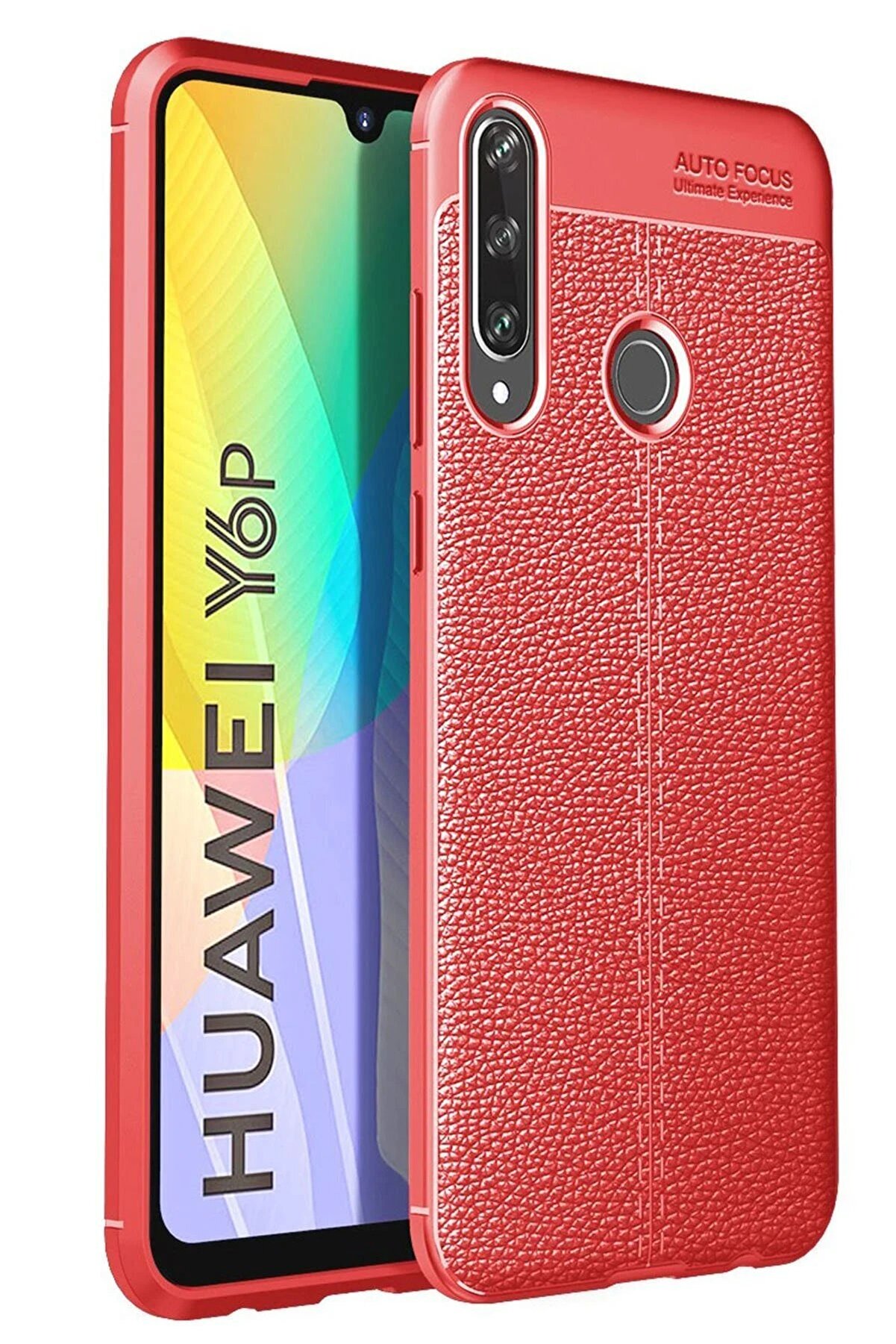 CepteToptan Huawei Y6P Kılıf Auto Focus Kapak - Kırmızı - DROPX6820-8744