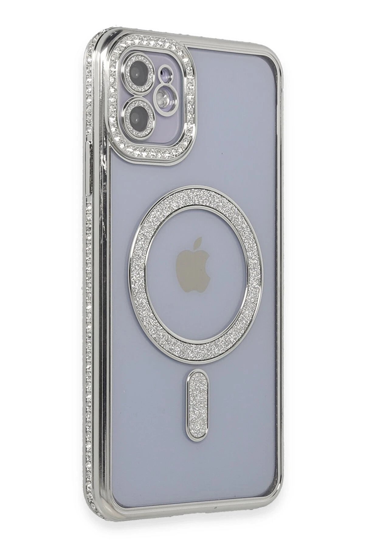 CepteToptan iPhone 11 Kılıf Joke Simli Magneticsafe Kılıf - Gümüş - DROPX6831-1117