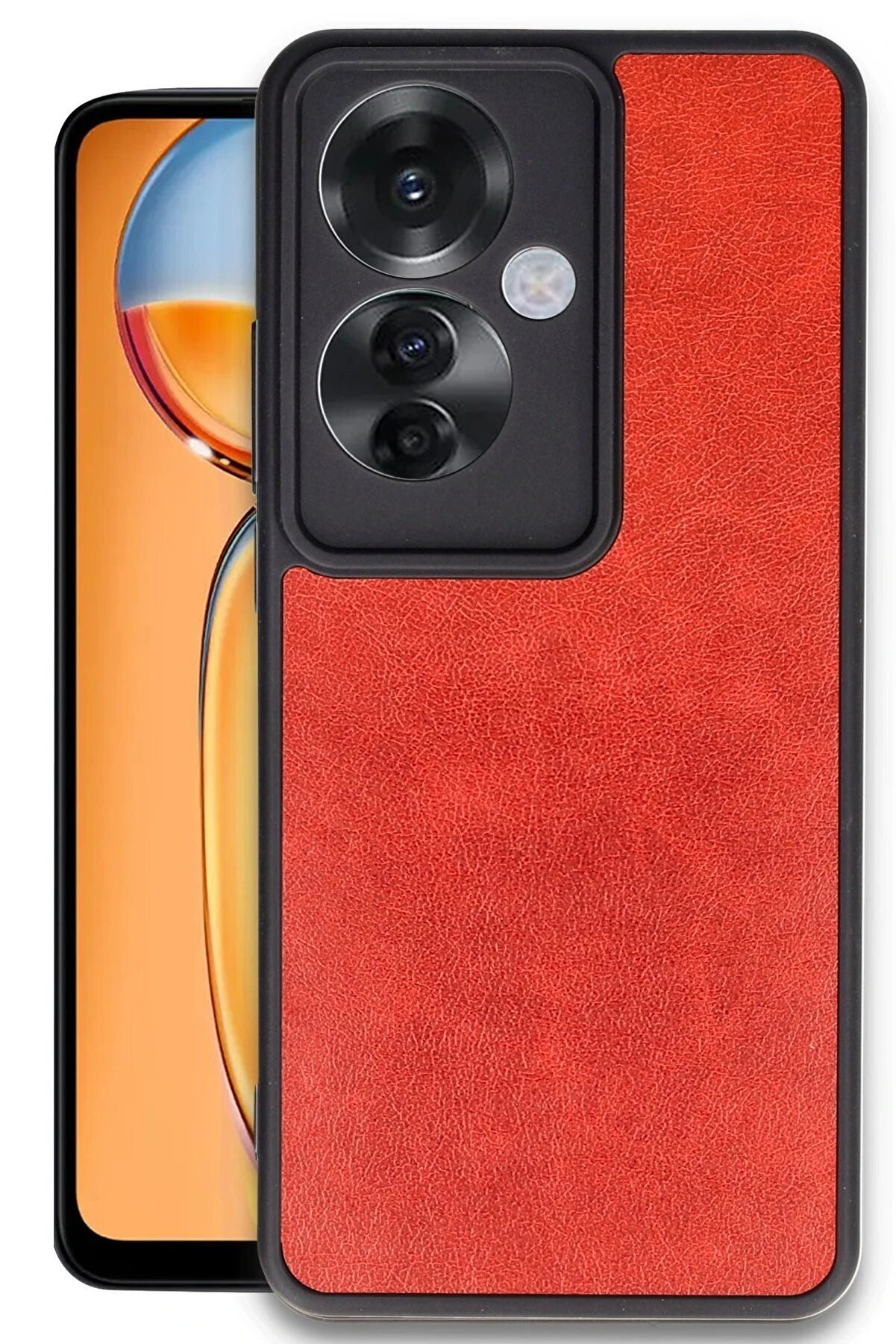 CepteToptan Oppo Reno 11F Kılıf Aras Deri Kapak - Kırmızı - DROPX8871-8702