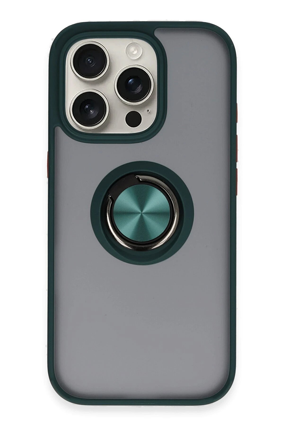 CepteToptan iPhone 16 Pro Kılıf Montreal Yüzüklü Silikon Kapak - Yeşil - DROPX3182-3608