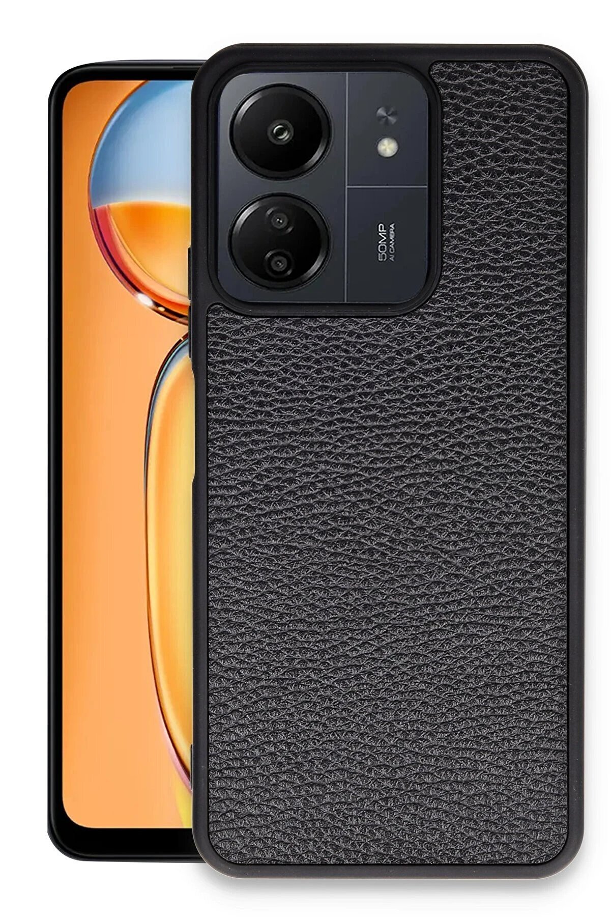 CepteToptan Xiaomi Redmi 13C Kılıf Aras Deri Kapak - Siyah - DROPX9442-1588