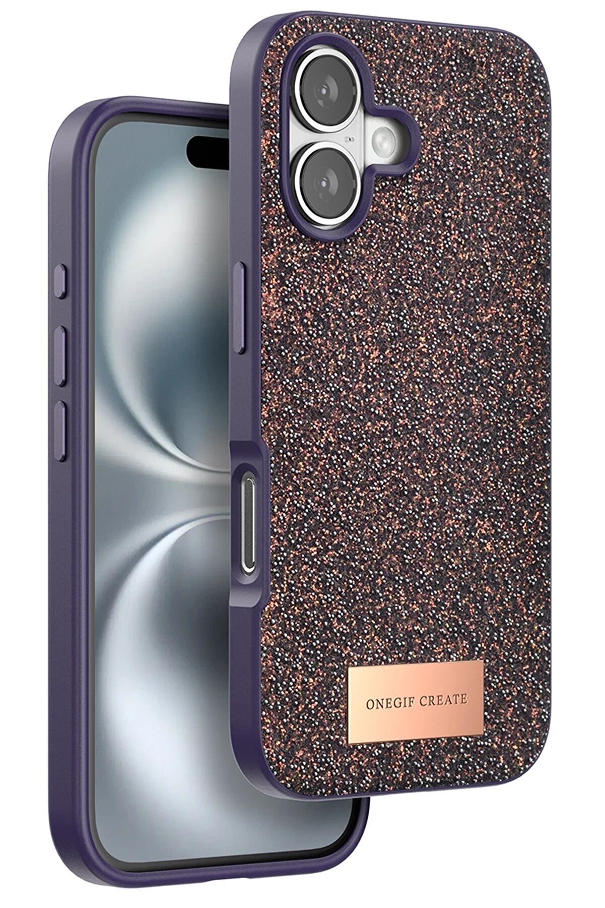 CepteToptan iPhone 16 Bright Simli Kapak - Derin Mor - DROPX7540-5382