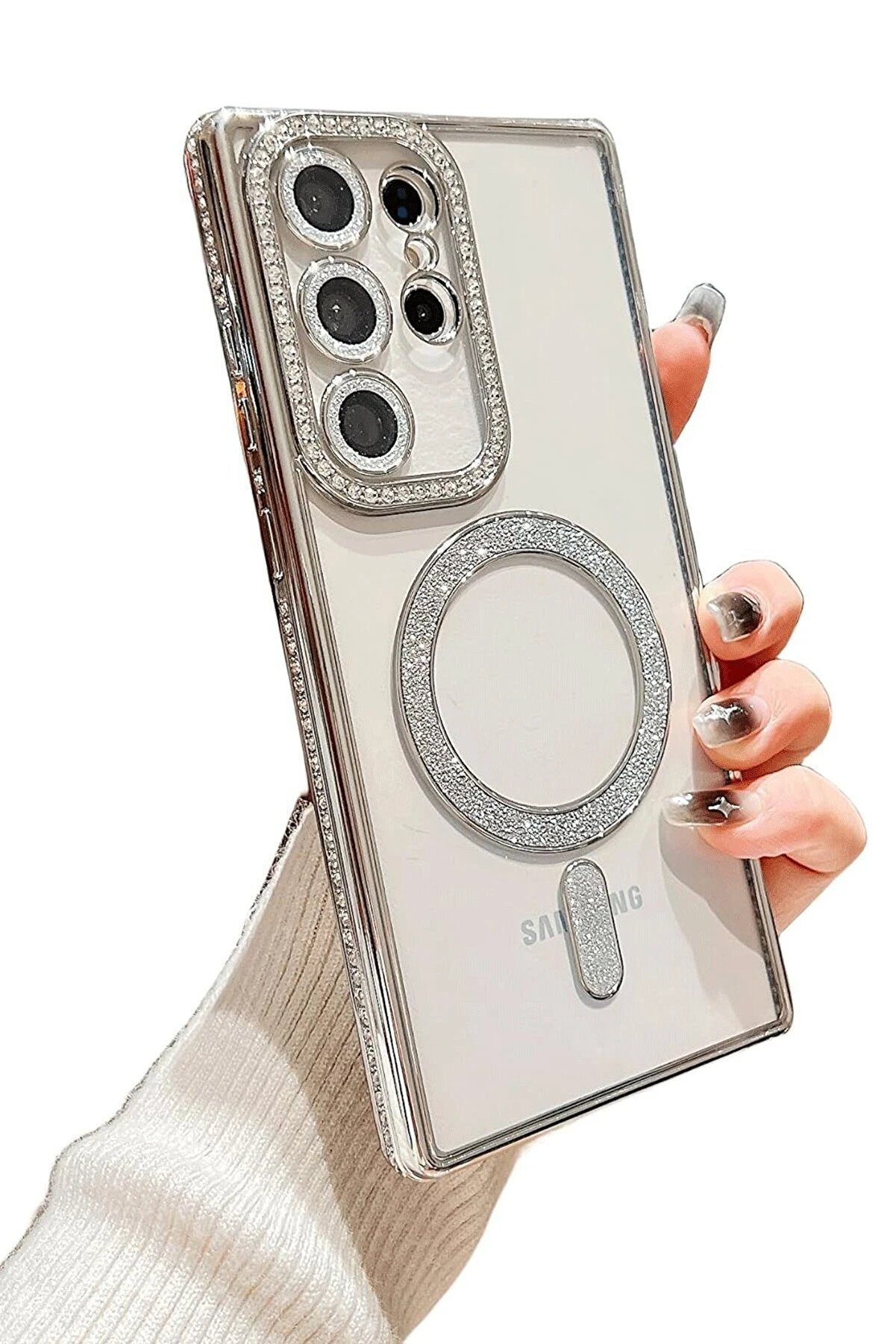 Samsung Galaxy S24 Ultra Kılıf Joke Si̇mli̇ Magneti̇csafe Kılıf - Gümüş - Dropx6359-1144