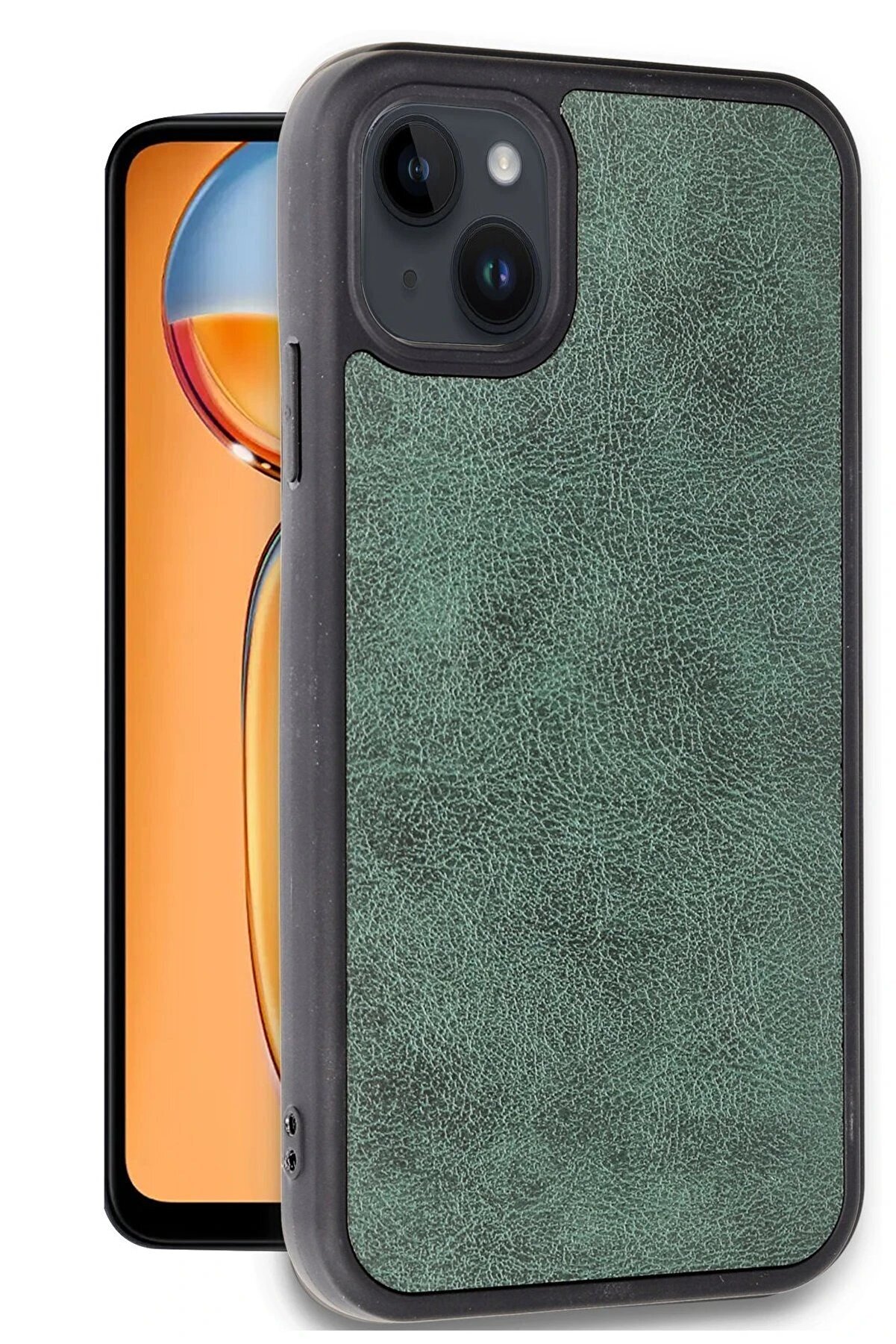 İphone 14 Kılıf Aras Deri̇ Kapak - Koyu Yeşi̇l - Dropx9414-1323