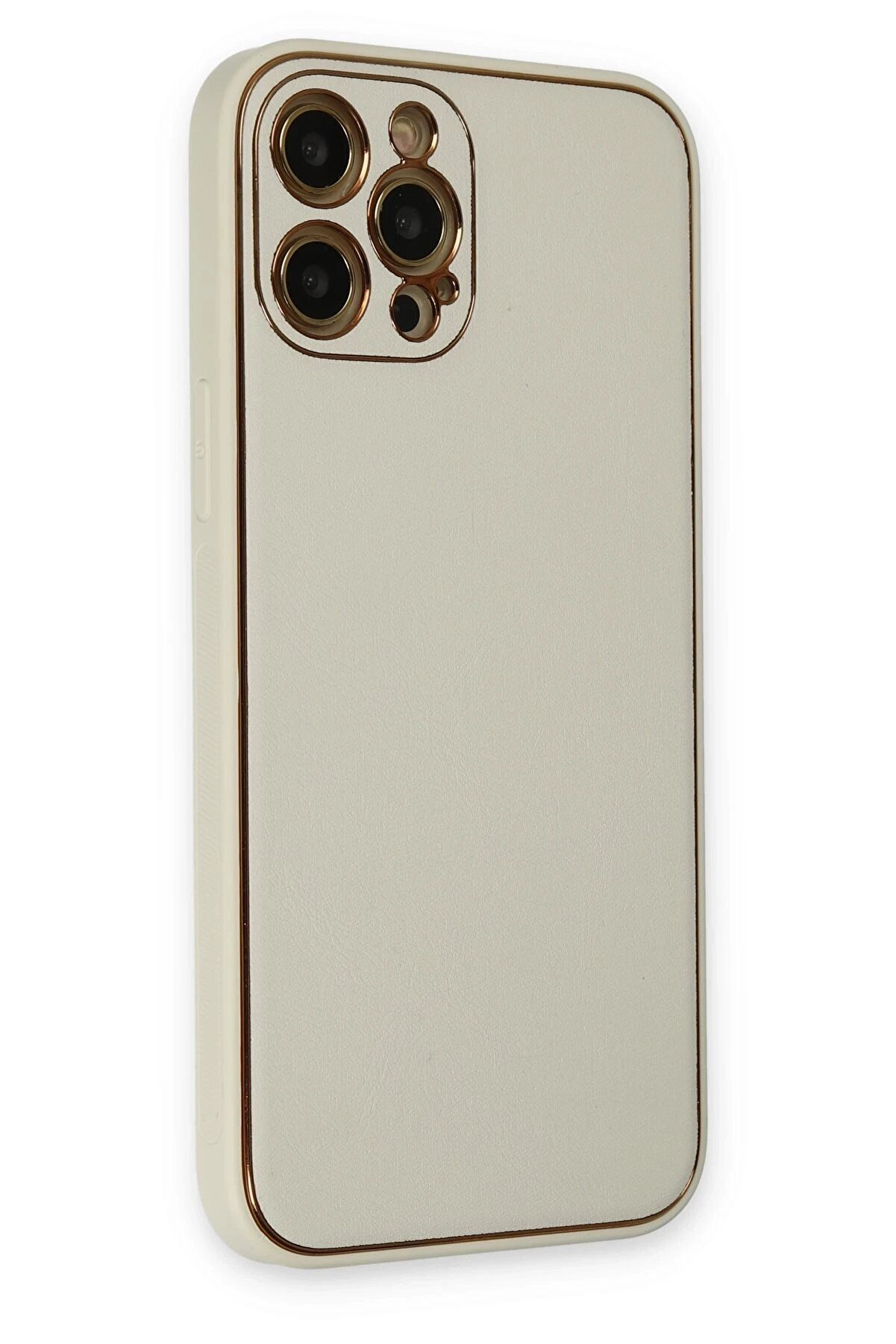 İphone 12 Pro Max Kılıf Coco Deri̇ Si̇li̇kon Kapak - Beyaz - Dropx4743-8074