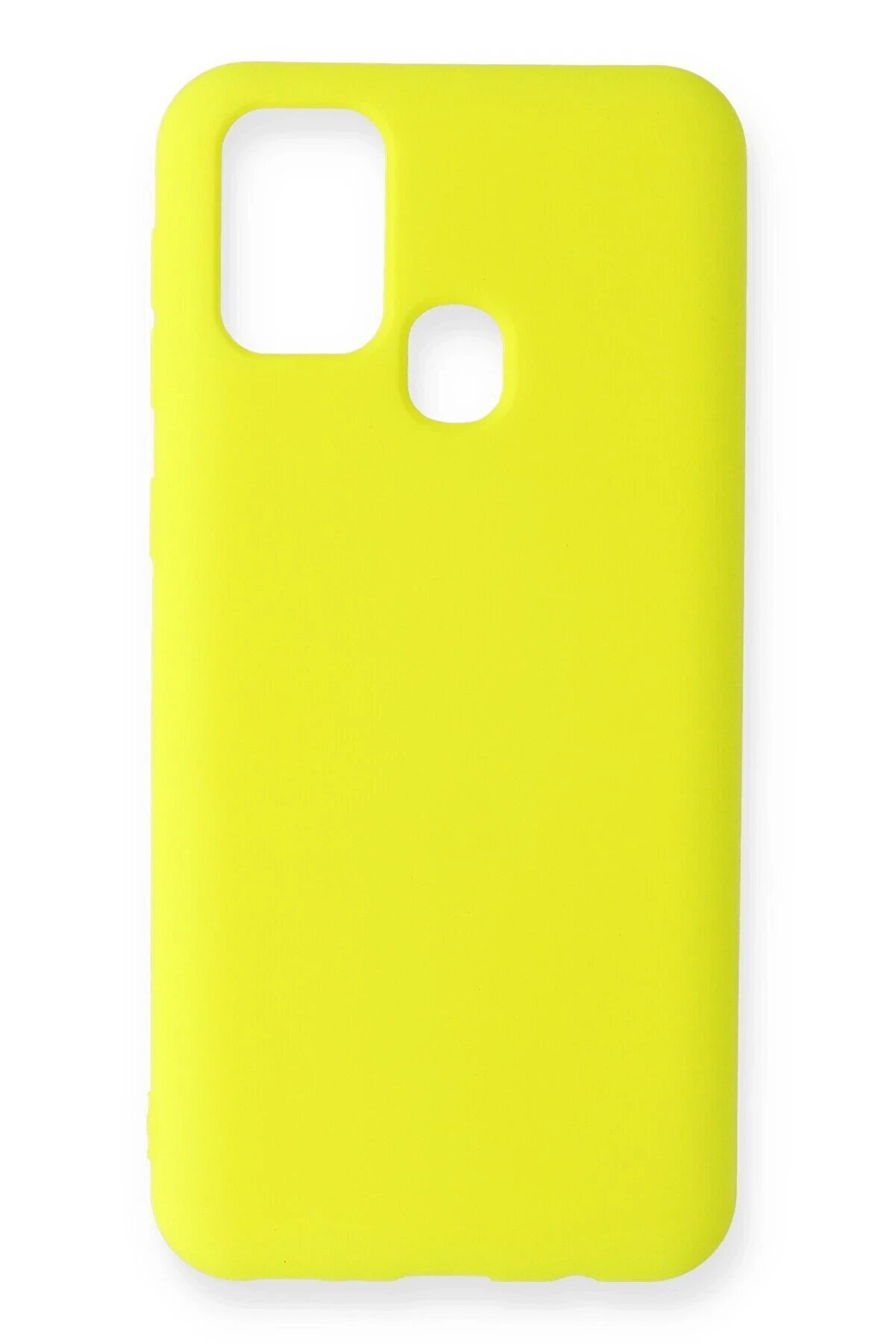 CepteToptan Samsung Galaxy A21S Kılıf Nano içi Kadife Silikon - Sarı - DROPX3265-4562