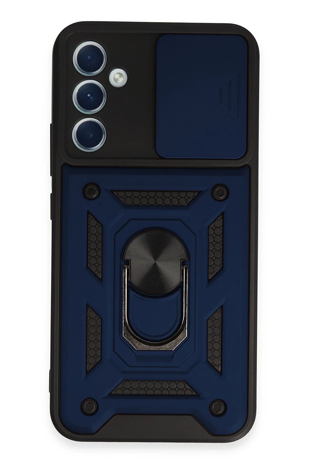 CepteToptan Samsung Galaxy A34 5G Kılıf Pars Lens Yüzüklü Silikon - Lacivert - DROPX4685-6316