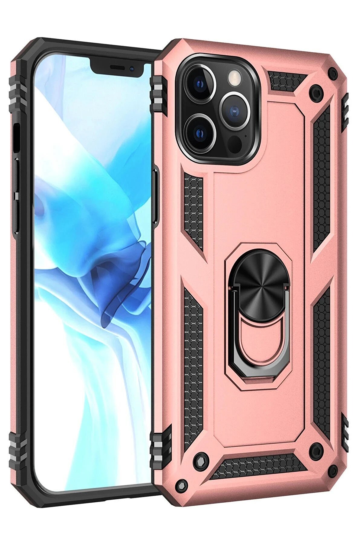 CepteToptan iPhone 12 Pro Max Kılıf Sofya Y&uuml;z&uuml;kl&uuml; Silikon Kapak - Rose - DROPX9906-3962