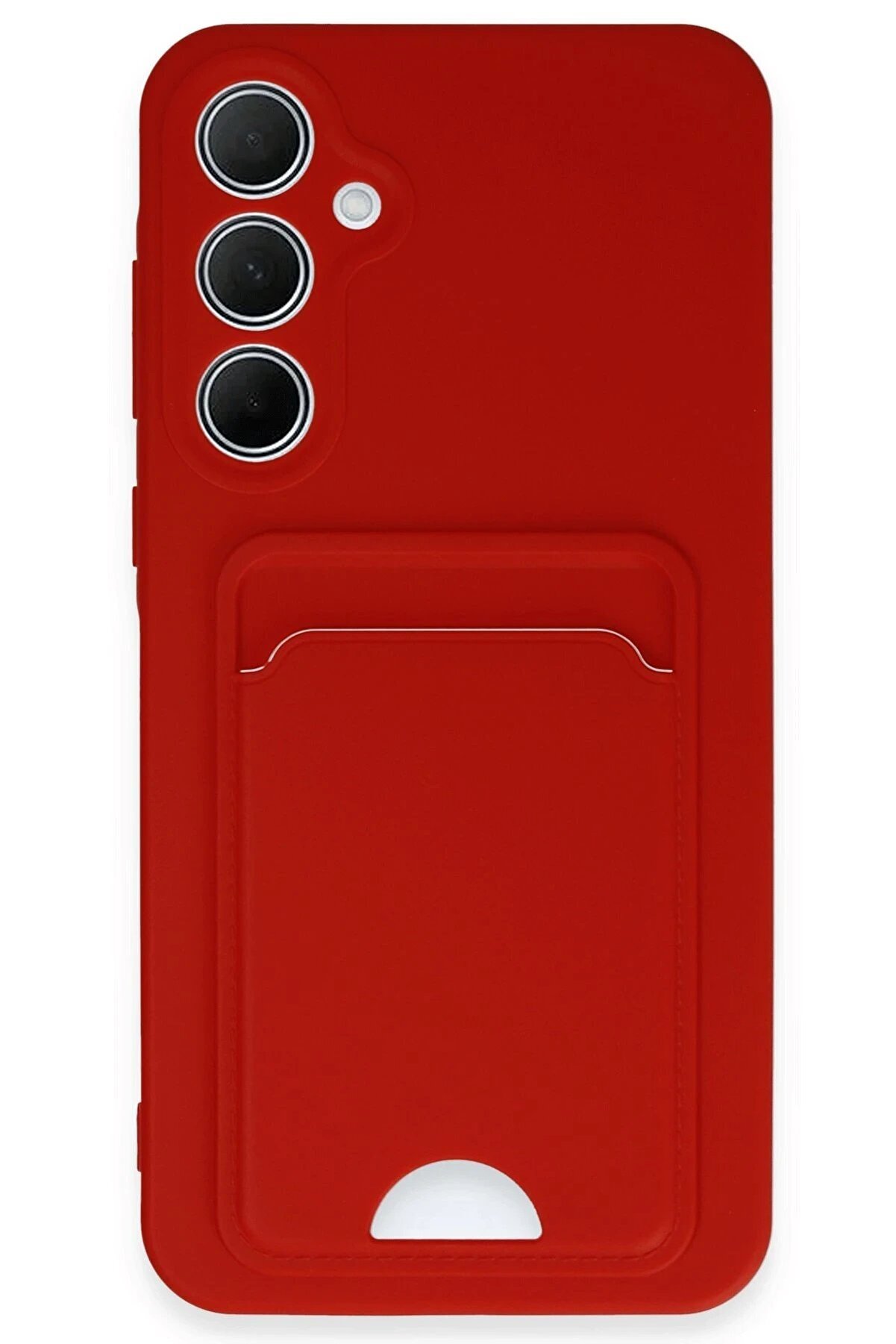 CepteToptan Samsung Galaxy A35 5G Kılıf Kelvin Kartvizitli Silikon - Kırmızı - DROPX4107-1829
