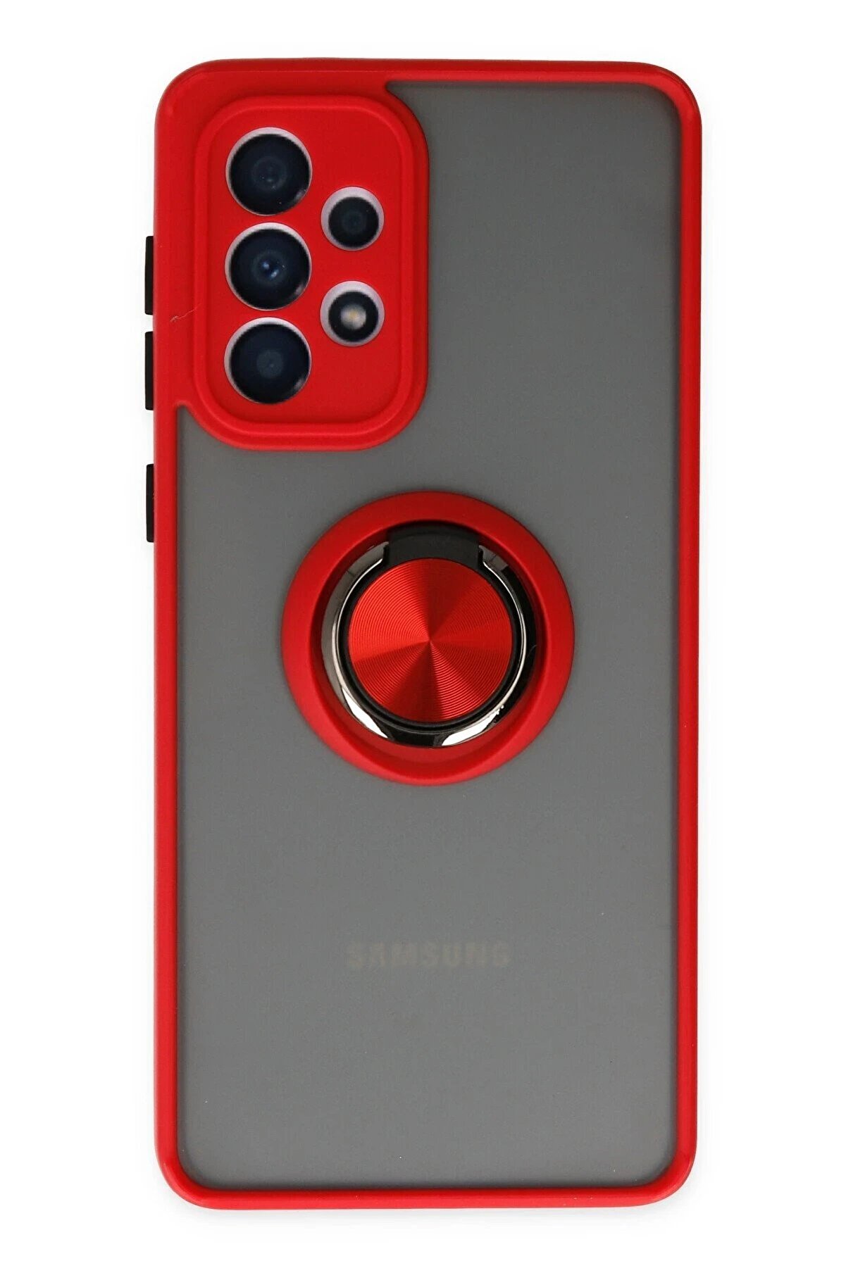 CepteToptan Samsung Galaxy A33 5G Kılıf Montreal Yüzüklü Silikon Kapak - Kırmızı - DROPX4212-9038