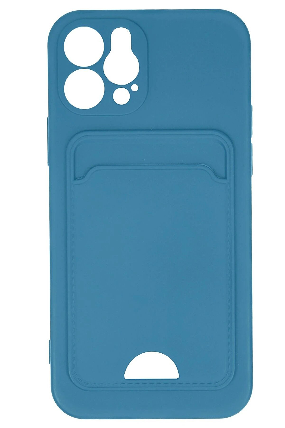 İphone 12 Kılıf Kelvi̇n Kartvi̇zi̇tli̇ Si̇li̇kon - Mavi̇ - Dropx9875-2367