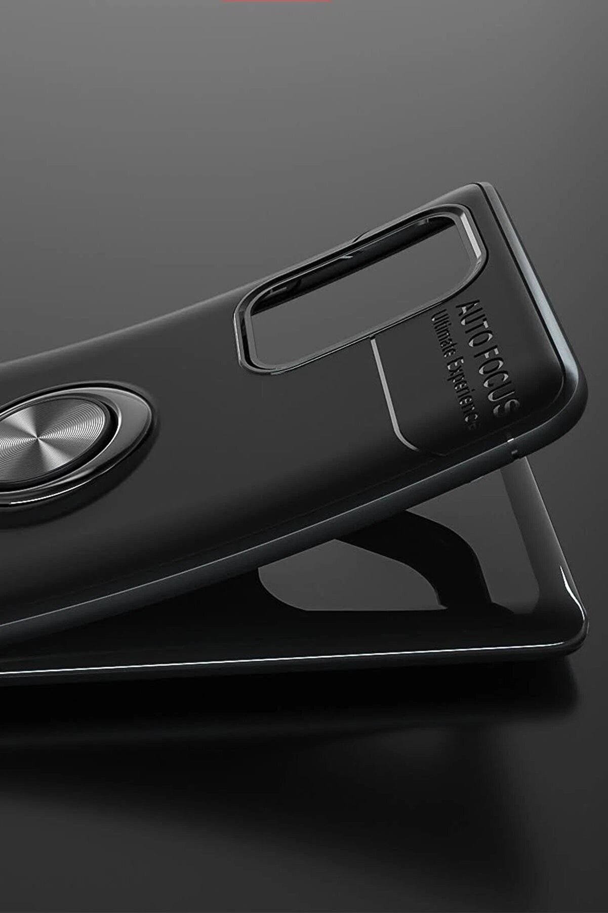 Samsung Galaxy A91 / S10 Li̇te Kılıf Range Yüzüklü Si̇li̇kon - Si̇yah-Gold - Dropx4025-9231