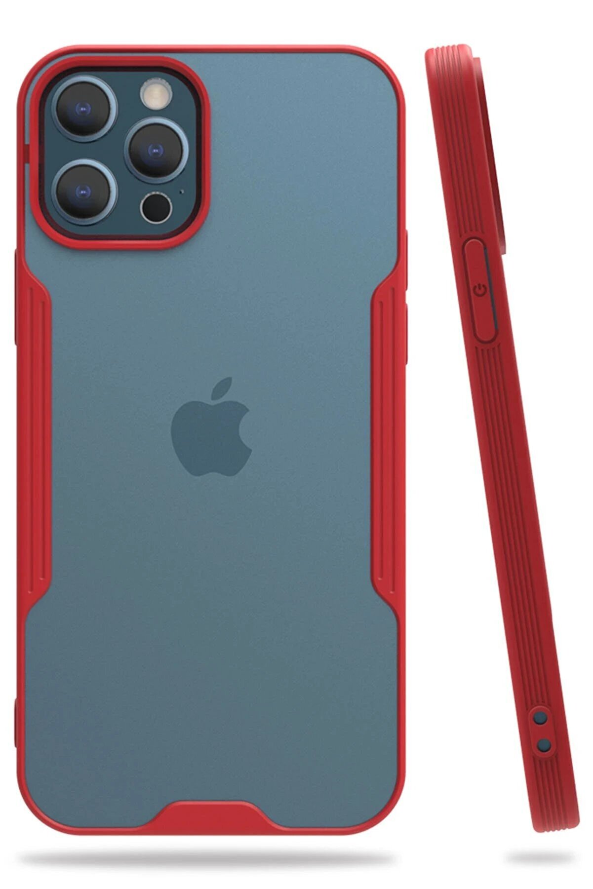 CepteToptan iPhone 12 Pro Max Kılıf Platin Silikon - Kırmızı - DROPX1329-1919