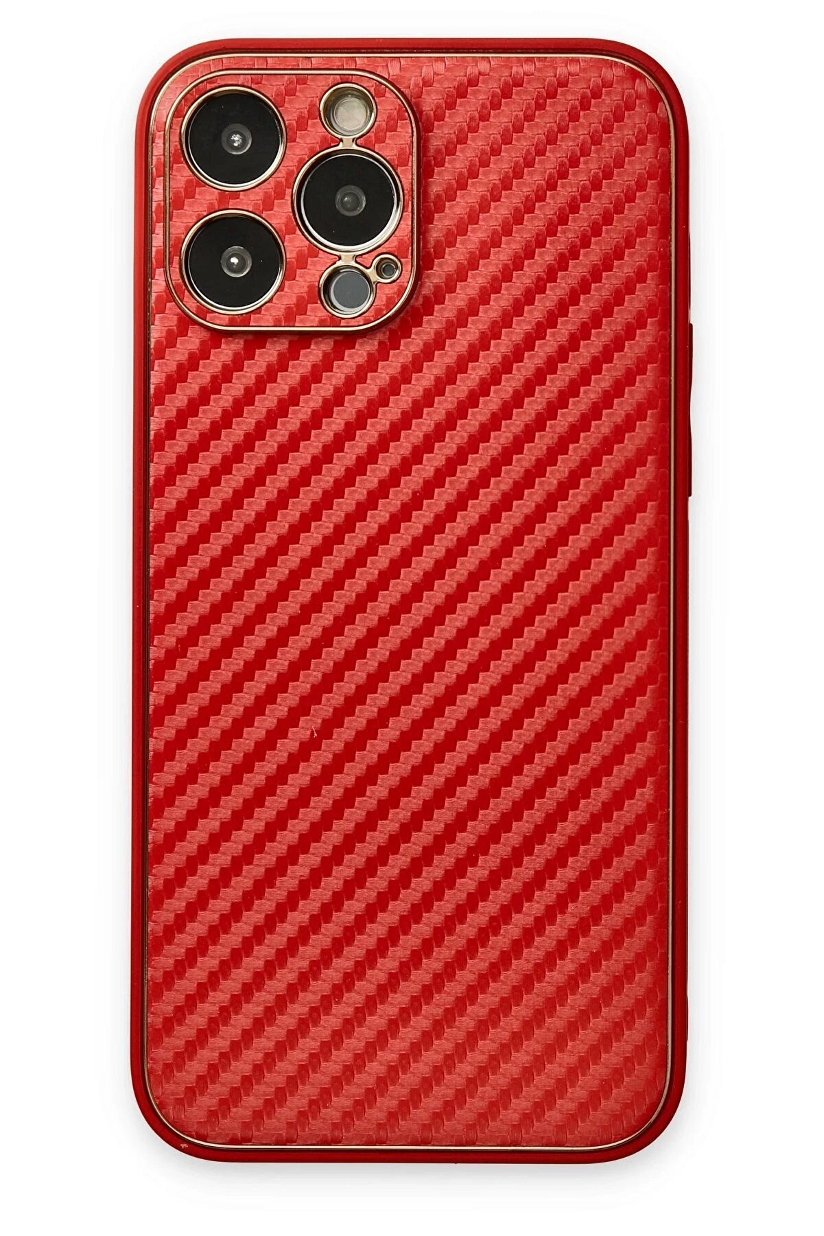 CepteToptan iPhone 13 Pro Max Kılıf Coco Karbon Silikon - Kırmızı - DROPX6549-3348