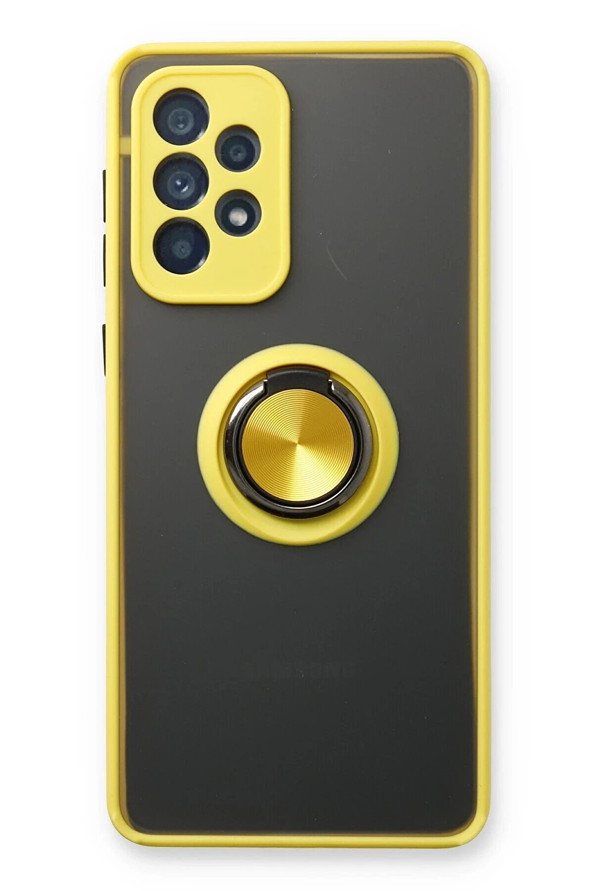 CepteToptan Samsung Galaxy A13 4G Kılıf Montreal Yüzüklü Silikon Kapak - Sarı - DROPX8528-5982