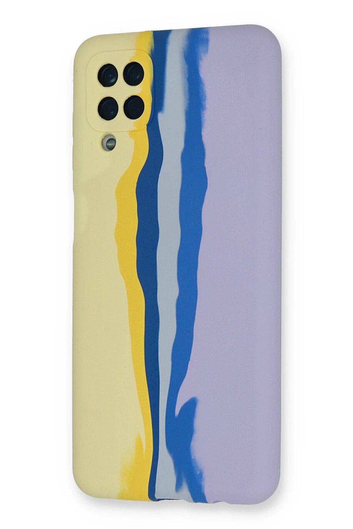 Samsung Galaxy A22 Kılıf Ebruli̇ Lansman Si̇li̇kon - Sarı-Li̇la - Dropx4175-2344