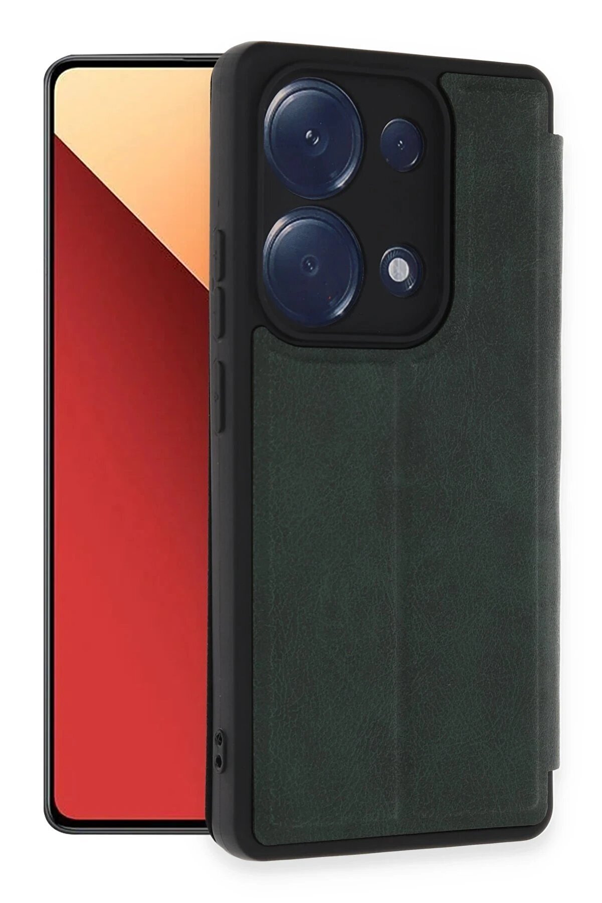 CepteToptan Xiaomi Redmi Note 13 Pro 4G Kılıf Flip Cover - Koyu Yeşil - DROPX2930-9729