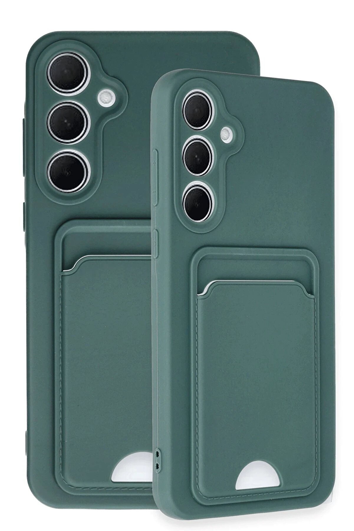 Samsung Galaxy A35 5G Kılıf Kelvi̇n Kartvi̇zi̇tli̇ Si̇li̇kon - Koyu Yeşi̇l - Dropx2240-9256