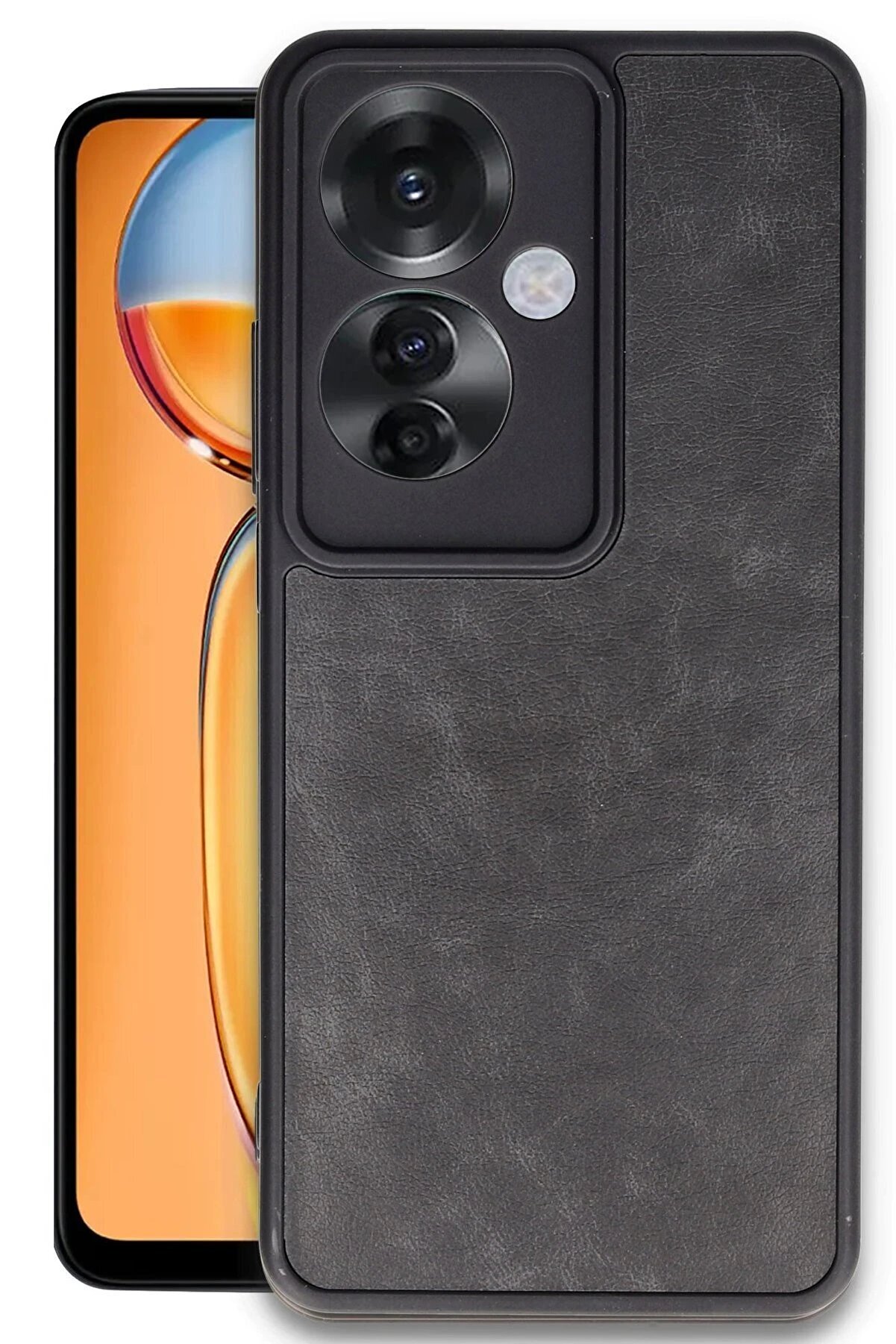 CepteToptan Oppo Reno 11F Kılıf Aras Deri Kapak - Siyah - DROPX8621-1187