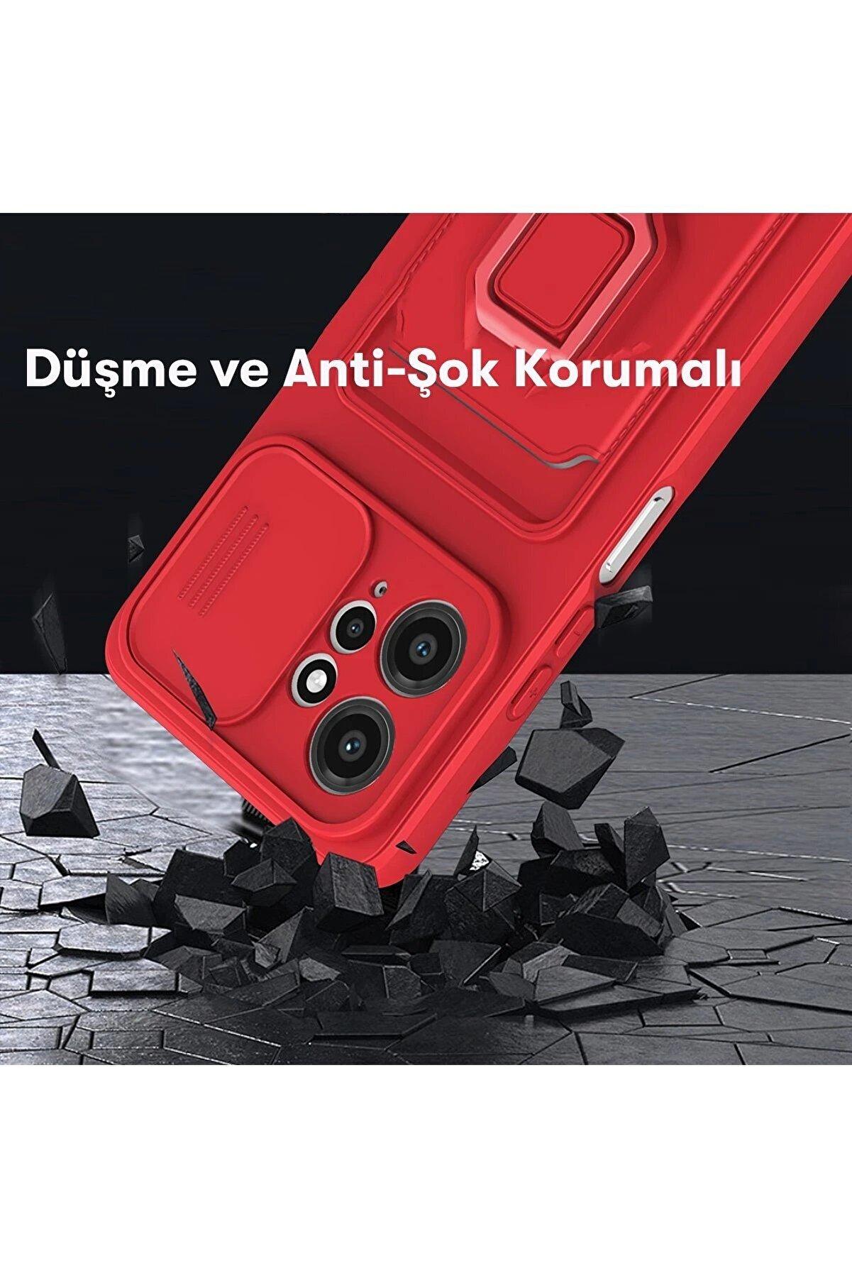 Xi̇aomi̇ Redmi̇ Note 12 4G Kılıf Zuma Kartvi̇zi̇tli̇ Yüzüklü Si̇li̇kon - Kırmızı - Dropx6521-5667