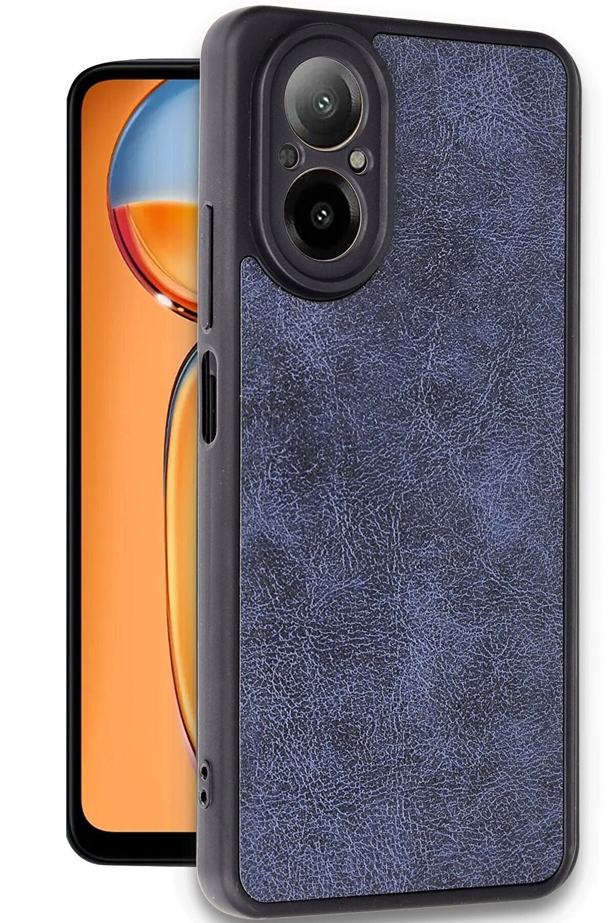 Realme 12 Li̇te Kılıf Aras Deri̇ Kapak - Laci̇vert - Dropx5755-6812