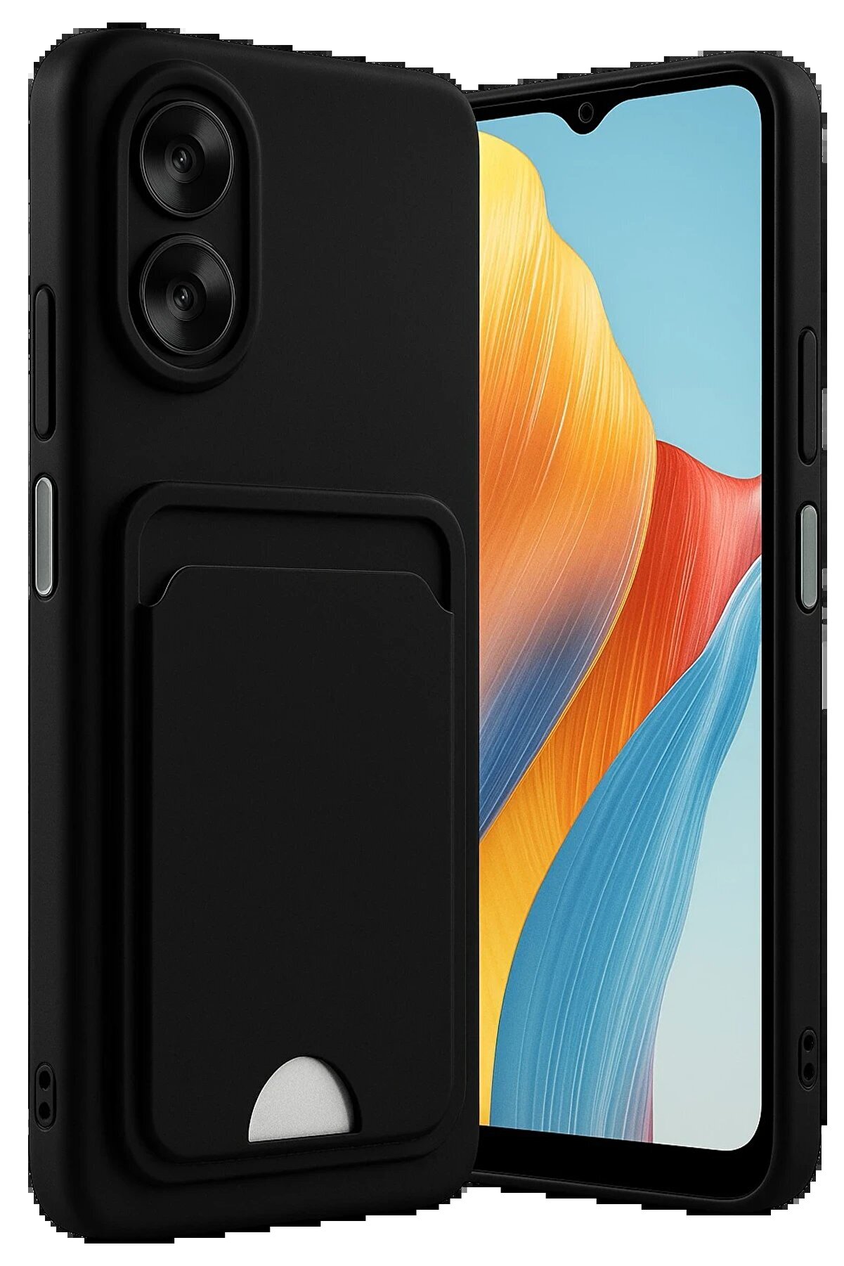 Oppo A38 Kılıf Kelvi̇n Kartvi̇zi̇tli̇ Si̇li̇kon - Si̇yah - Dropx6858-9054