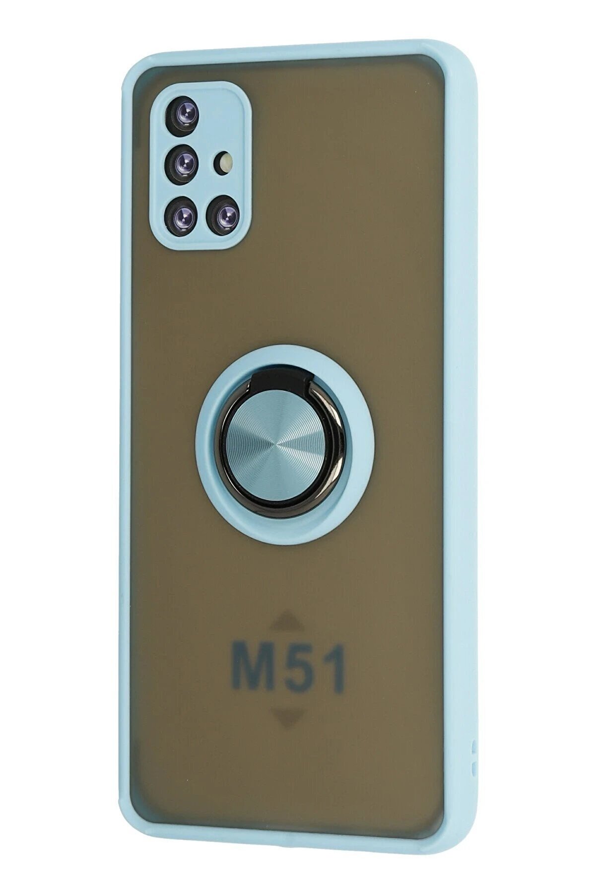 Samsung Galaxy M51 Kılıf Montreal Yüzüklü Si̇li̇kon Kapak - Buz Mavi̇ - Dropx8932-3202