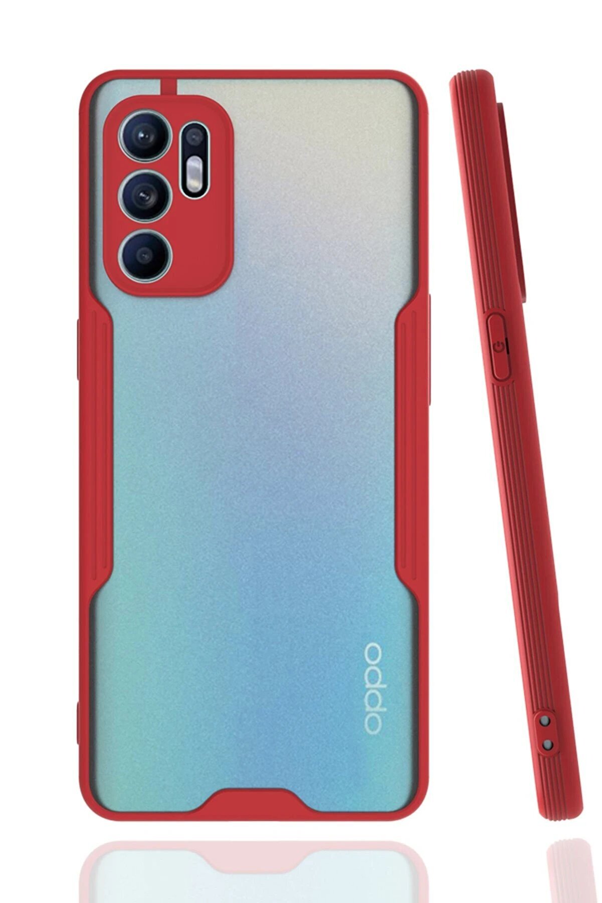 CepteToptan Oppo Reno 6 Kılıf Platin Silikon - Kırmızı - DROPX7110-5315