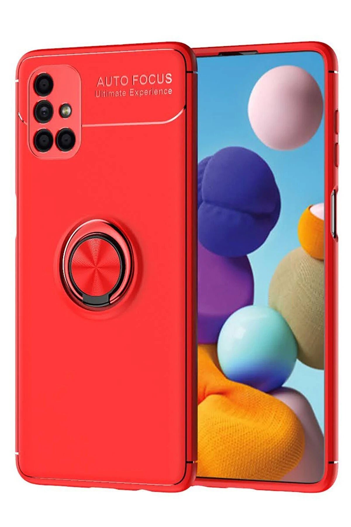 CepteToptan Samsung Galaxy M51 Kılıf Range Yüzüklü Silikon - Kırmızı - DROPX7697-5767