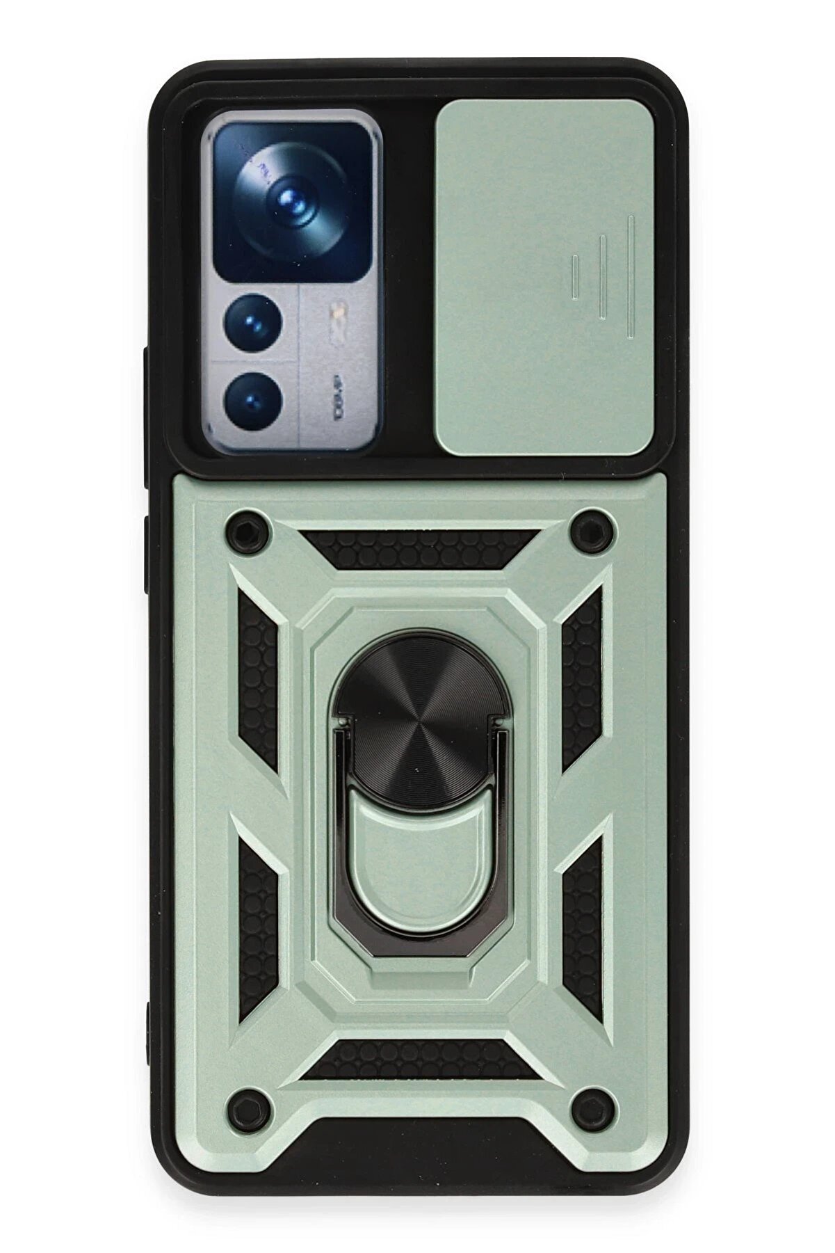 CepteToptan Xiaomi Mi 12T Pro Kılıf Pars Lens Yüzüklü Silikon - Yeşil - DROPX4506-5980