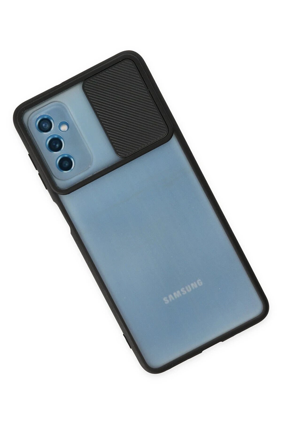 Samsung Galaxy M52 5G Kılıf Palm Buzlu Kamera Sürgülü Si̇li̇kon - Si̇yah - Dropx6476-4644