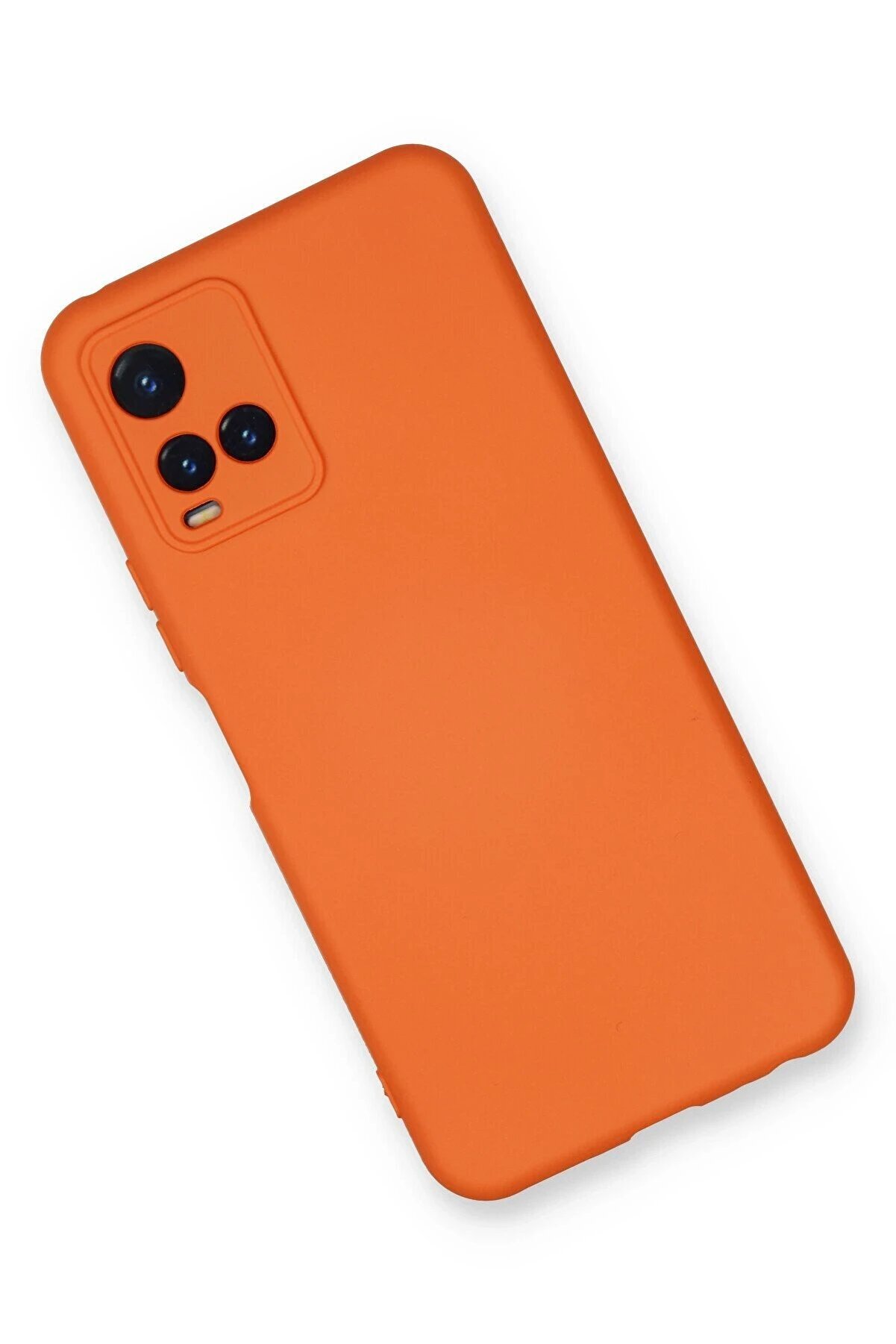 Vi̇vo Y21S Kılıf Nano İ&ccedil;i̇ Kadi̇fe Si̇li̇kon - Turuncu - Dropx1826-7903