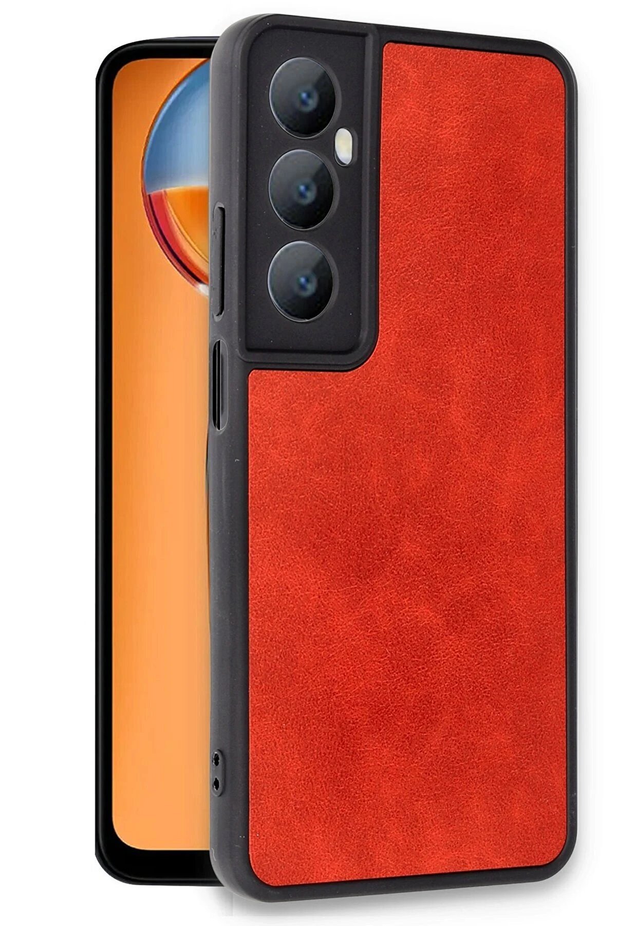 Realme C65 Kılıf Aras Deri̇ Kapak - Kırmızı - Dropx7036-8376