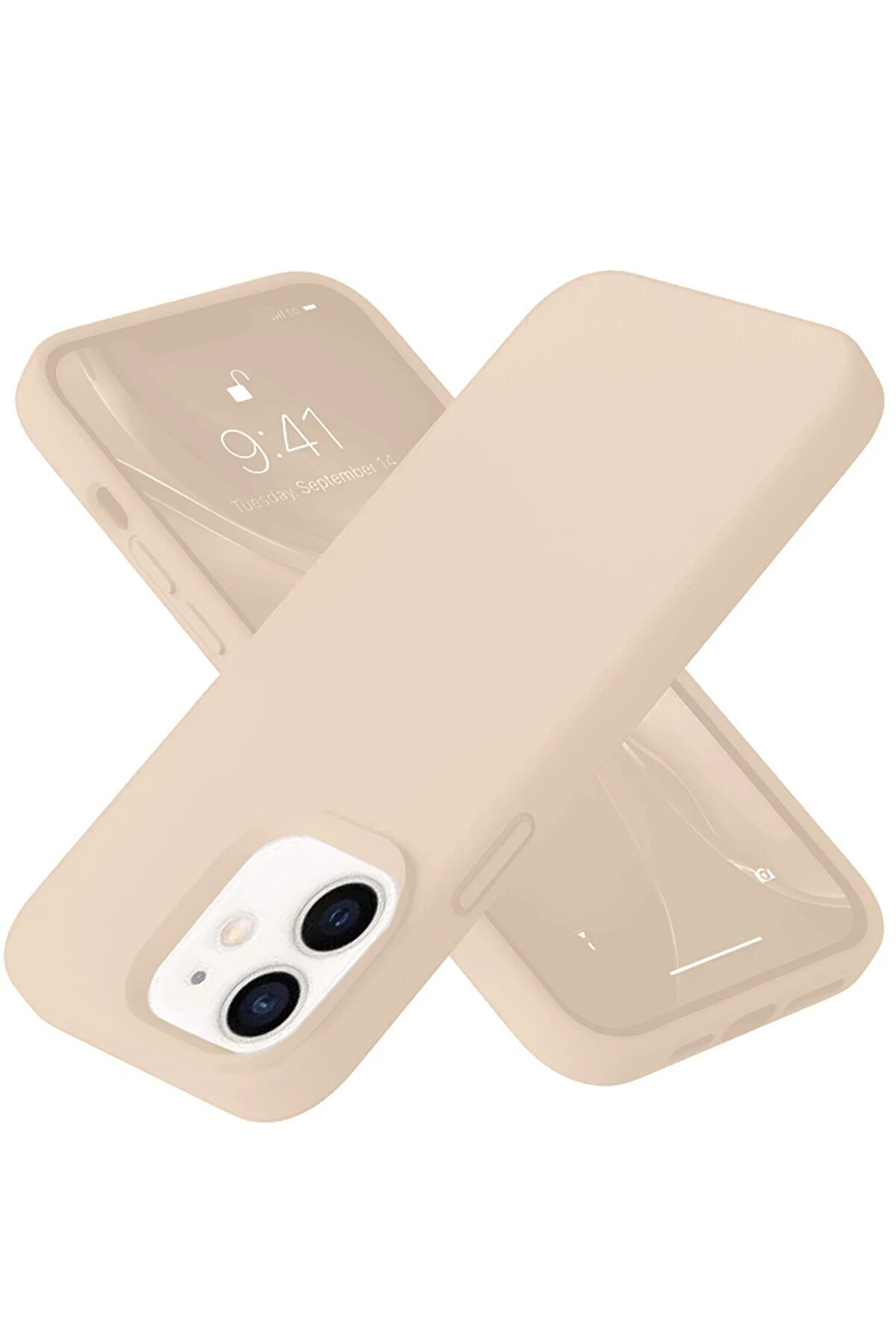 CepteToptan iPhone 12 Kılıf Nano içi Kadife Silikon - Pudra - DROPX6735-1355