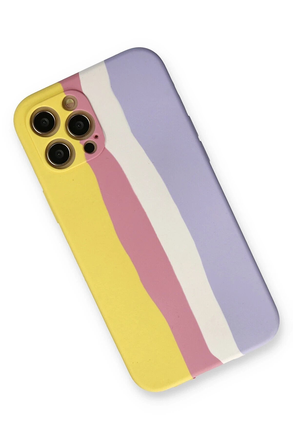 İphone 12 Pro Max Kılıf Ebruli̇ Lansman Si̇li̇kon - Sarı-Mavi̇ - Dropx6530-9647