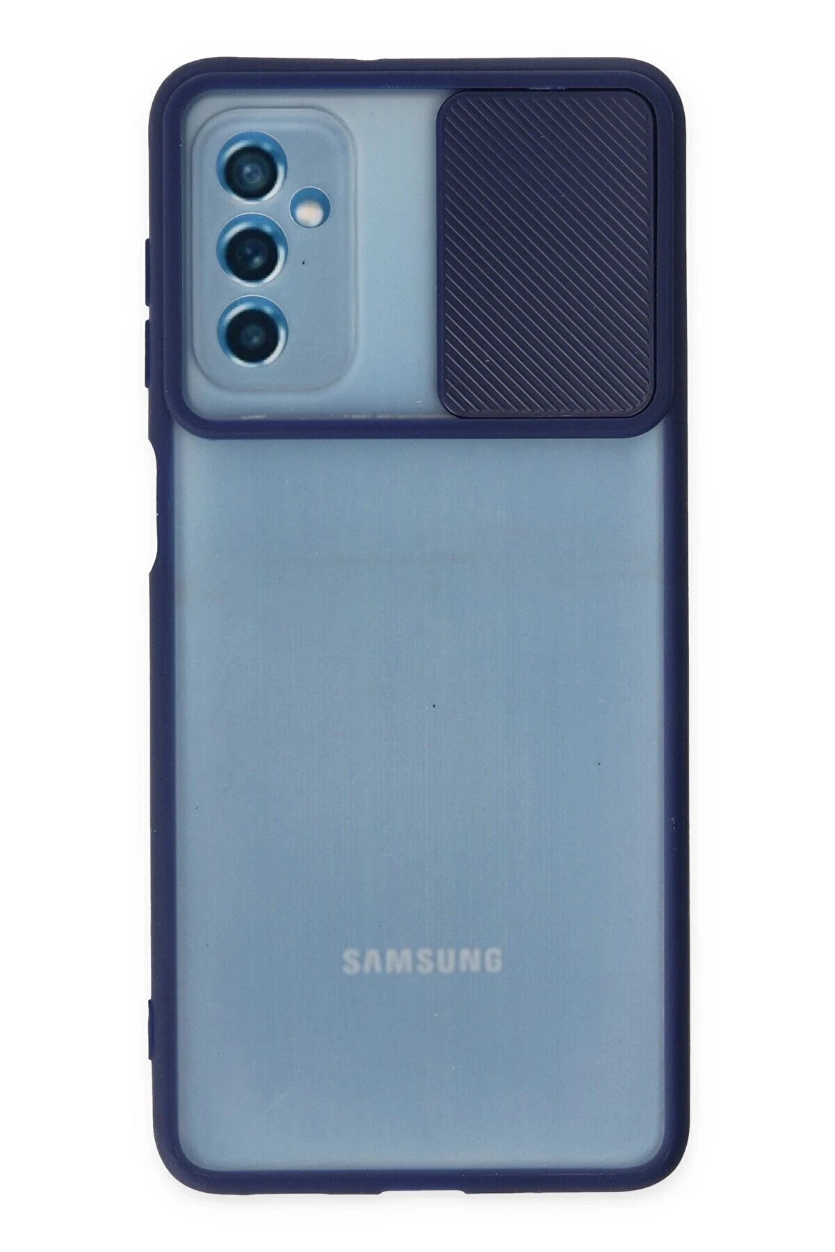 CepteToptan Samsung Galaxy M52 5G Kılıf Palm Buzlu Kamera Sürgülü Silikon - Lacivert - DROPX9265-6487