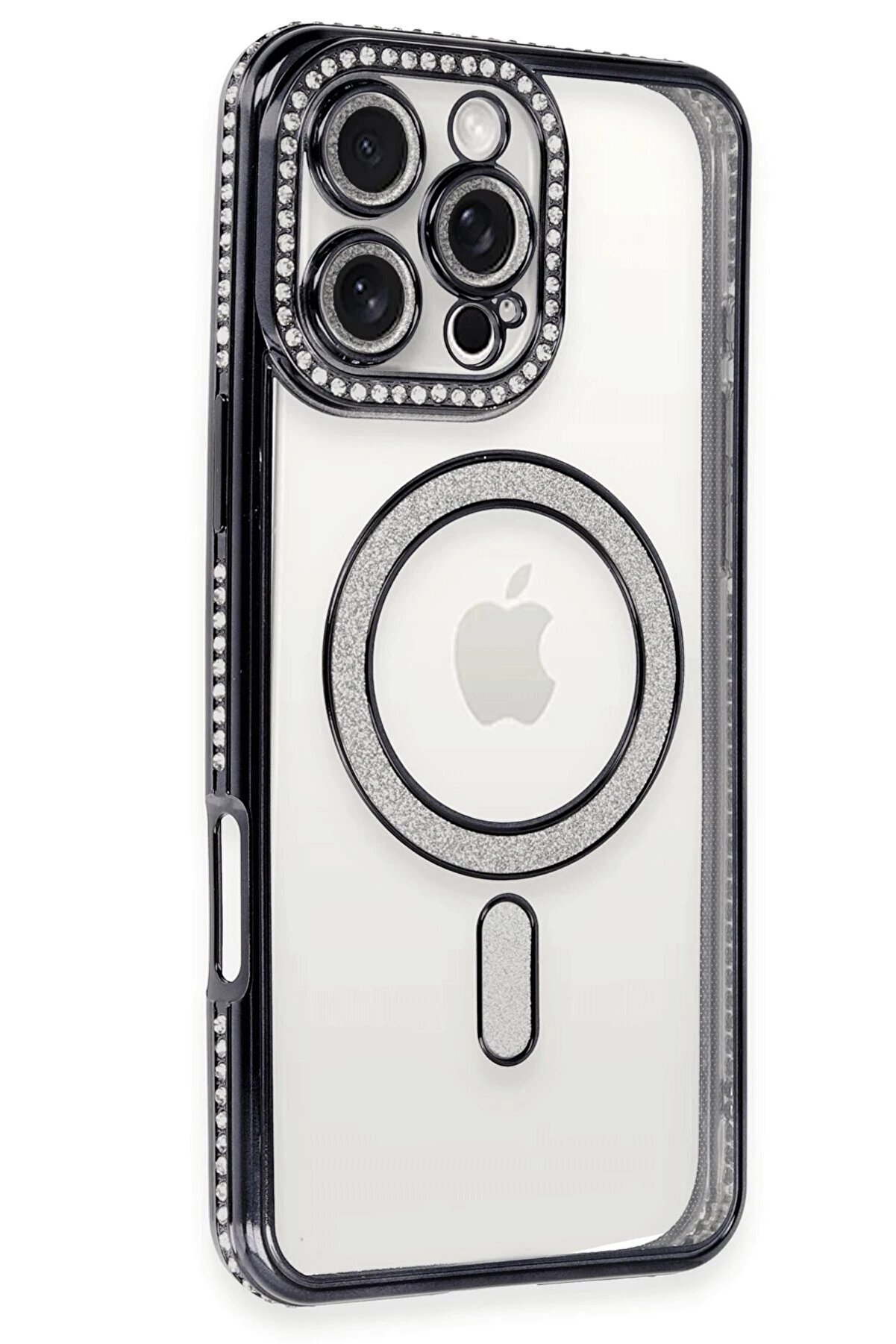 CepteToptan iPhone 16 Pro Kılıf Joke Simli Magneticsafe Kılıf - Siyah - DROPX9466-3502