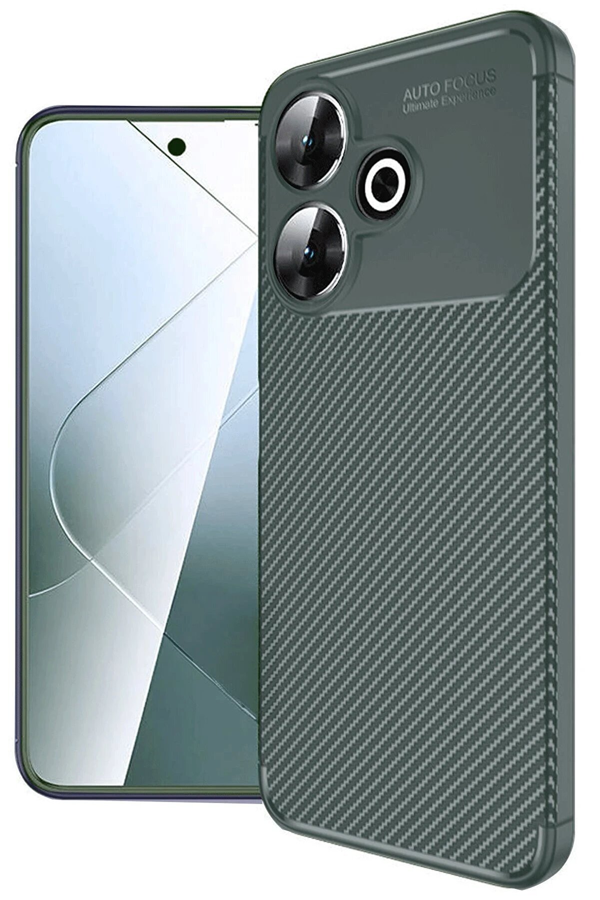 CepteToptan Xiaomi Redmi 13 4G Kılıf Auto Focus Karbon Kapak - Koyu Yeşil - DROPX4796-8754