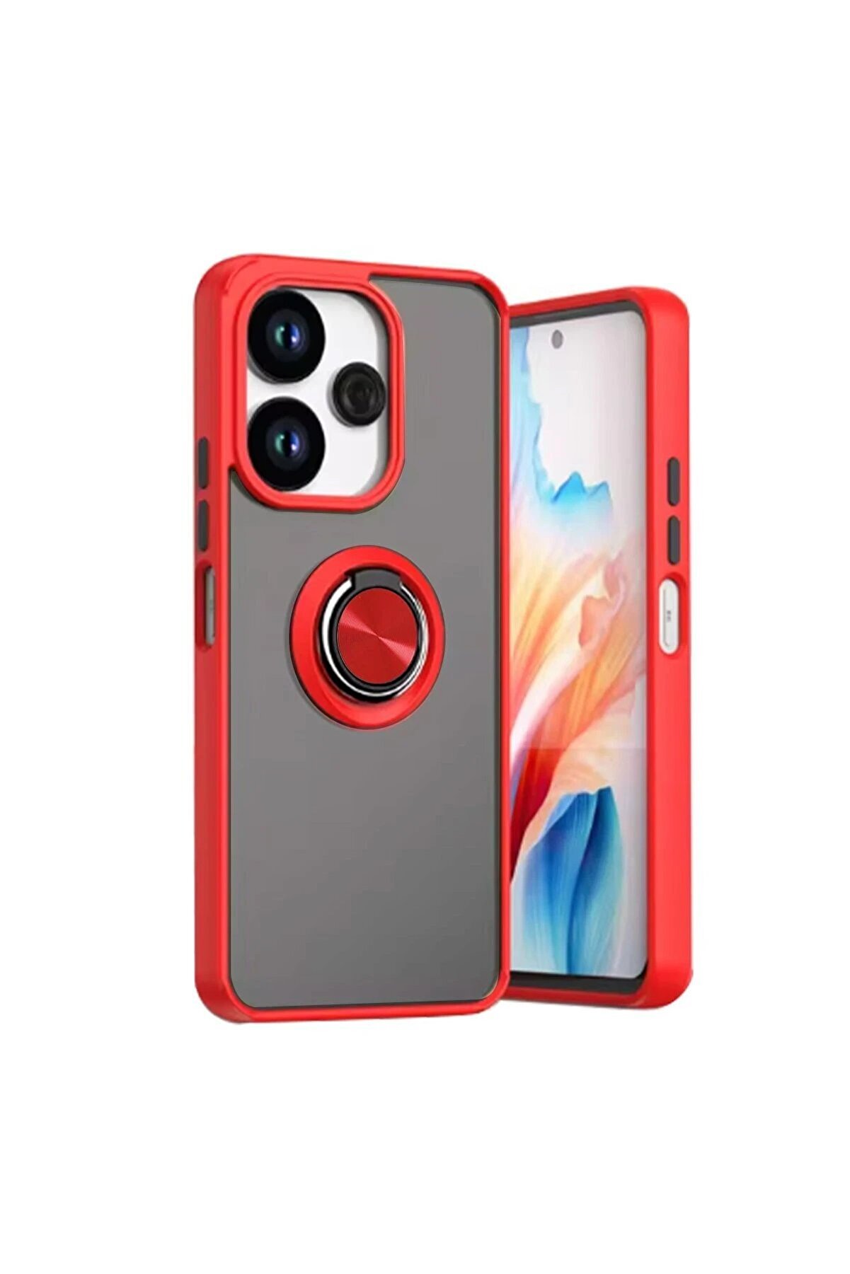 CepteToptan Xiaomi Redmi 13 4G Kılıf Montreal Yüzüklü Silikon Kapak - Kırmızı - DROPX8134-9993