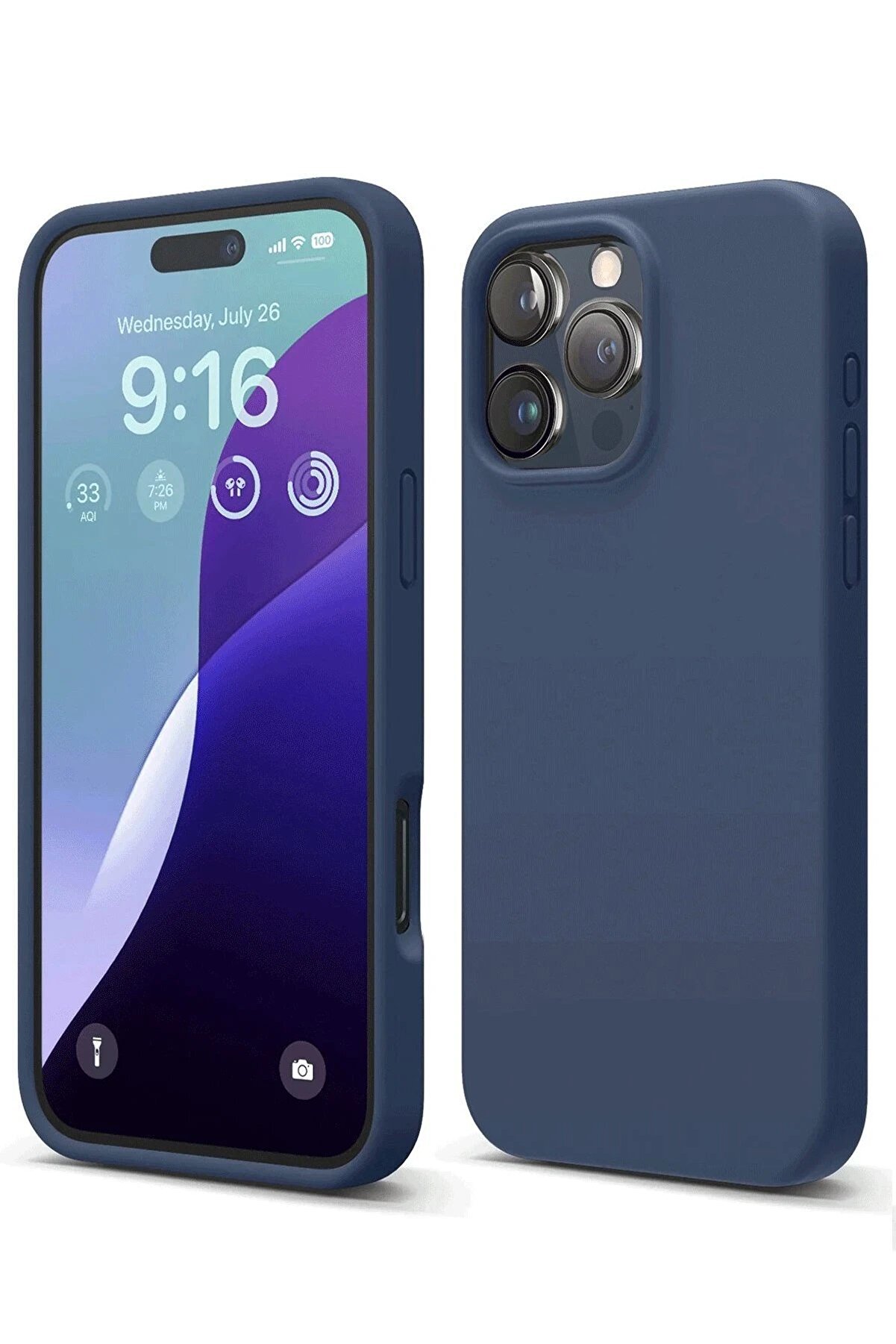 CepteToptan iPhone 16 Pro Kılıf Nano içi Kadife Silikon - Lacivert - DROPX4238-3507