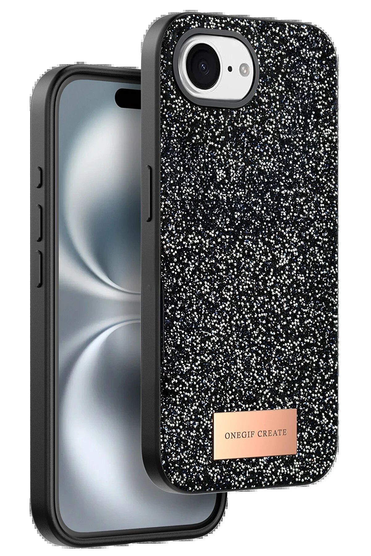 CepteToptan Apple iPhone 16E Bright Simli Kapak - Siyah - DROPX2869-3233