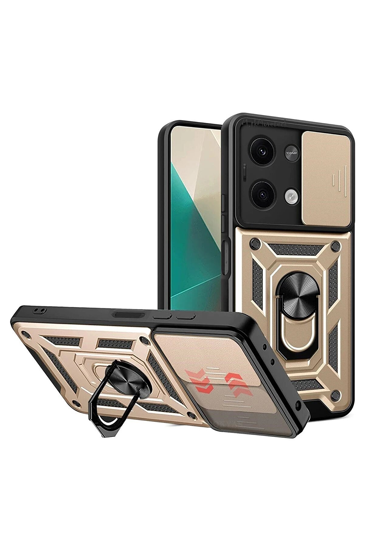 CepteToptan Xiaomi Poco X6 Kılıf Pars Lens Yüzüklü Silikon - Gold - DROPX2955-6871