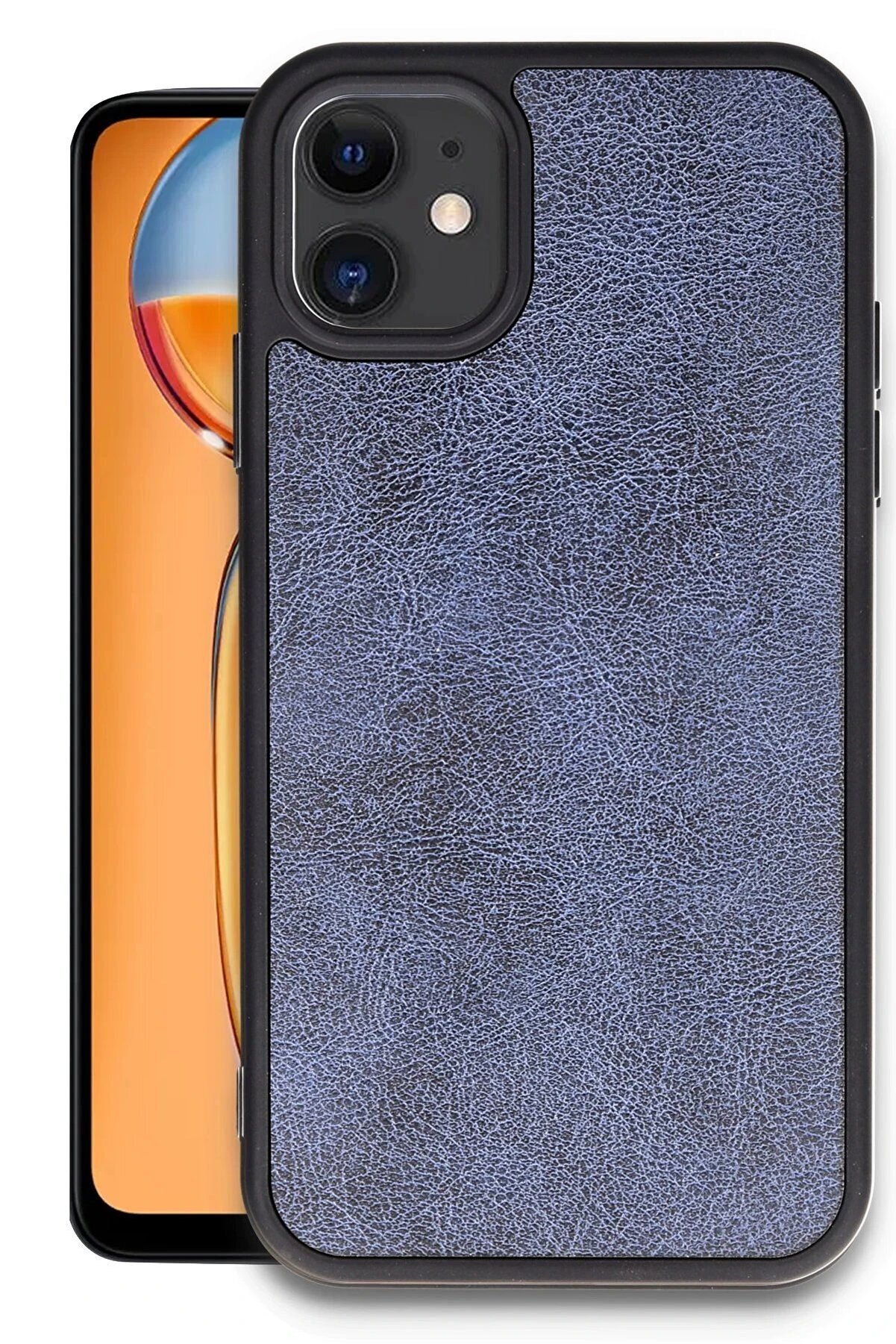 CepteToptan iPhone 11 Kılıf Aras Deri Kapak - Lacivert - DROPX7770-8262