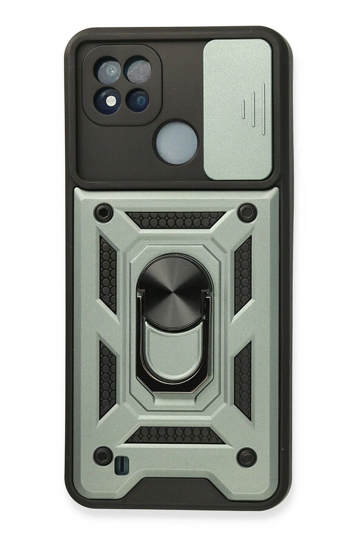 CepteToptan Realme C11 2021 Kılıf Pars Lens Yüzüklü Silikon - Yeşil - DROPX7434-6350