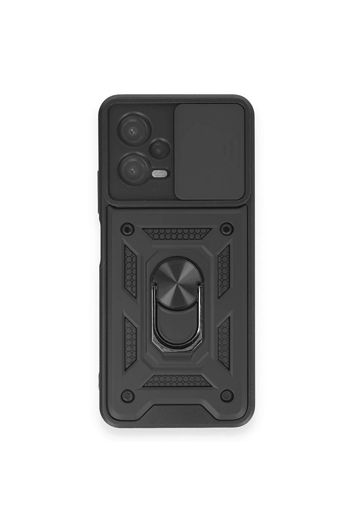 CepteToptan Xiaomi Redmi Note 12 4G Kılıf Pars Lens Yüzüklü Silikon - Siyah - DROPX7655-4713