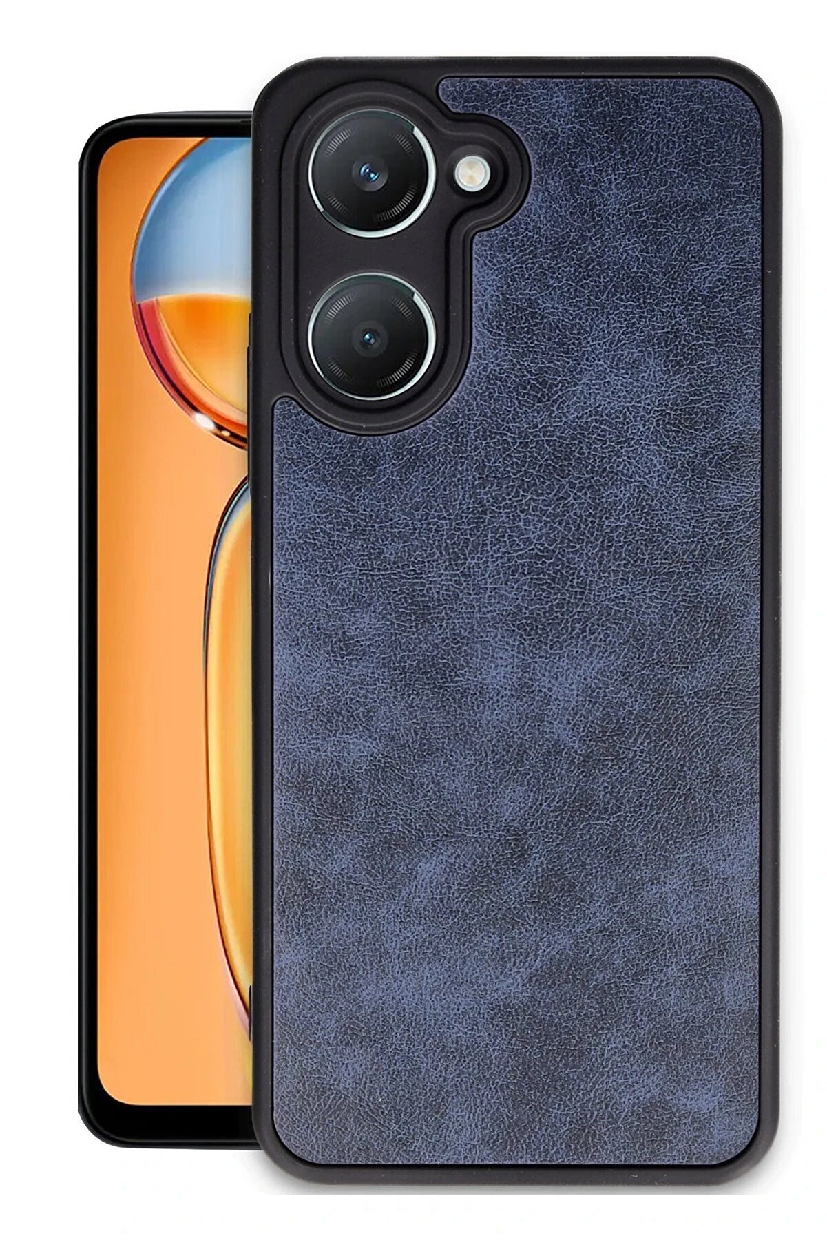 CepteToptan Vivo Y18 Kılıf Aras Deri Kapak - Lacivert - DROPX9251-7826