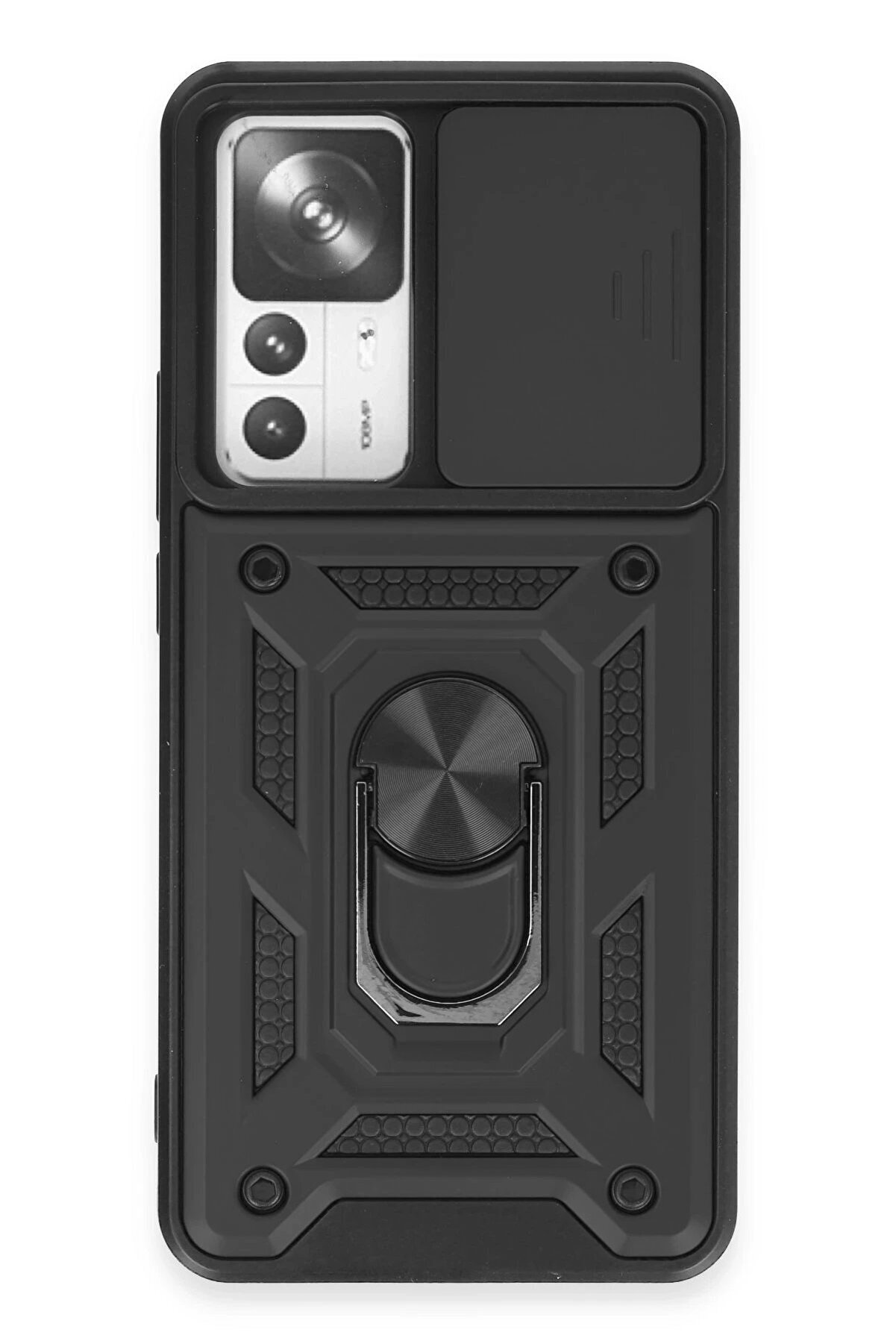 CepteToptan Xiaomi Mi 12T Pro Kılıf Pars Lens Yüzüklü Silikon - Siyah - DROPX5219-5432