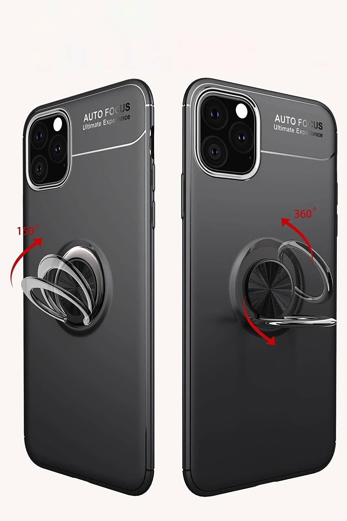 İphone 11 Pro Max Kılıf Range Yüzüklü Si̇li̇kon - Si̇yah-Gold - Dropx9638-1326